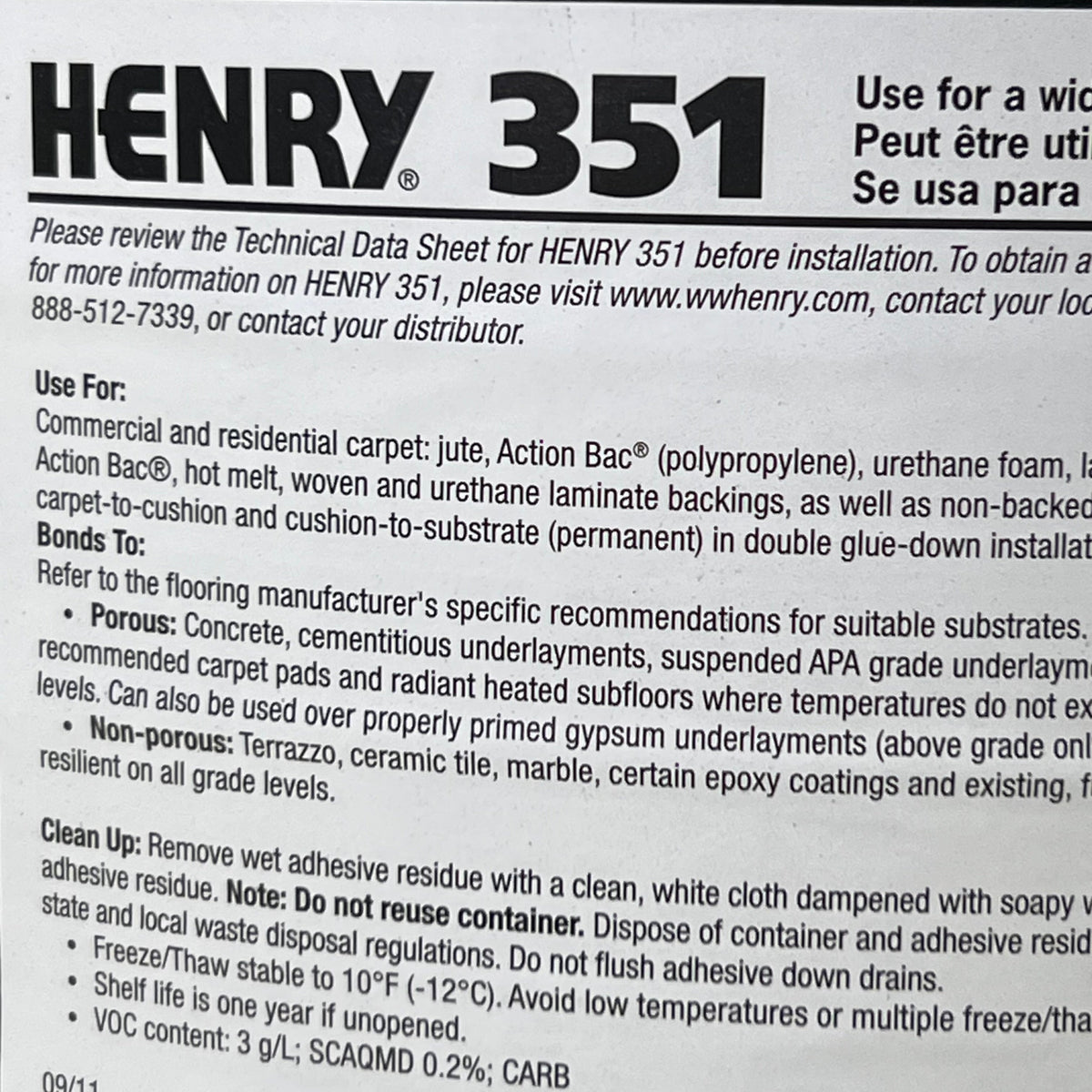 HENRY FastPro Fast Grab Pro-Grade Carpet Adhesive 4 gal. Black Container 351