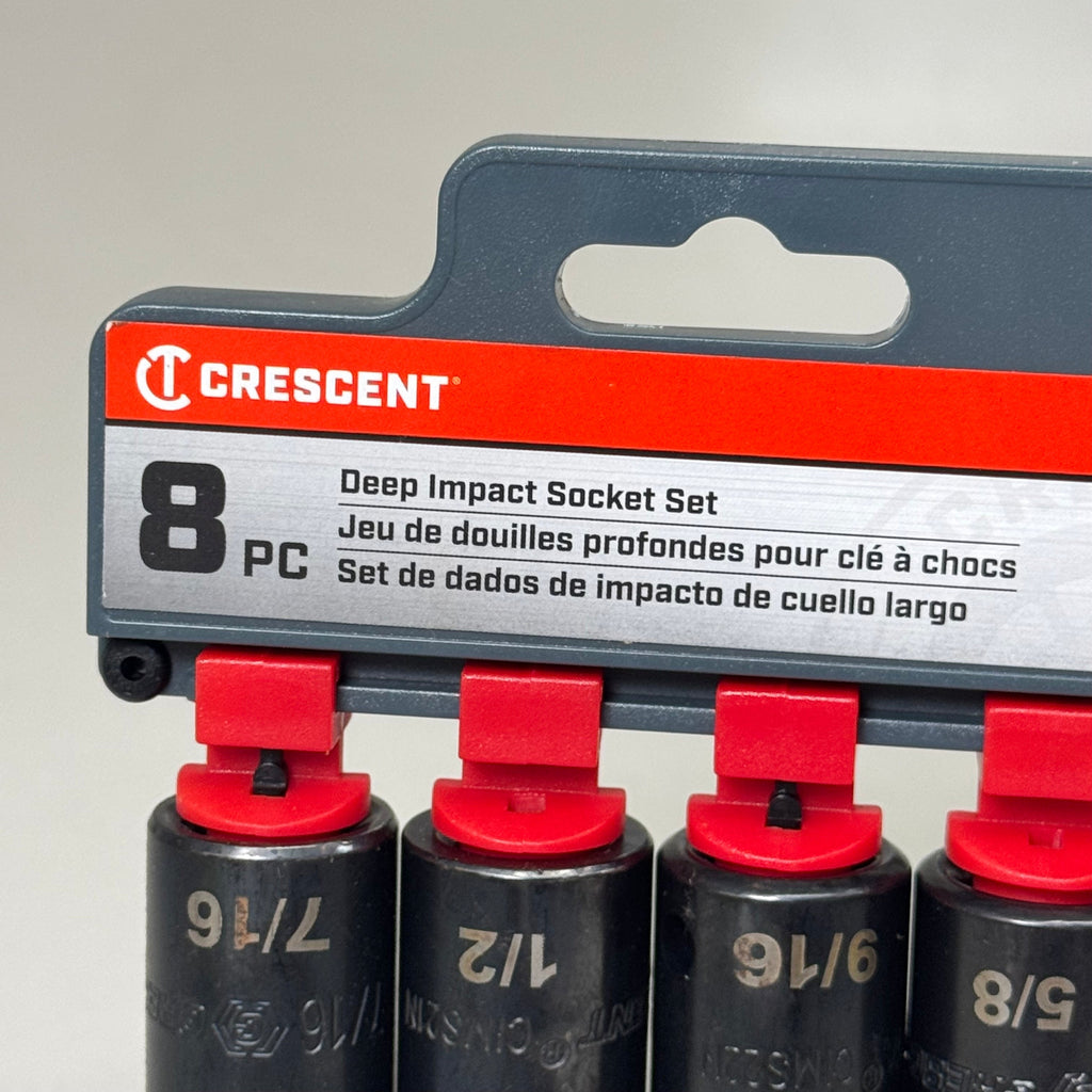 CRESCENT 8 Piece 1/2" Drive 6 Point Deep Impact SAE Socket Set