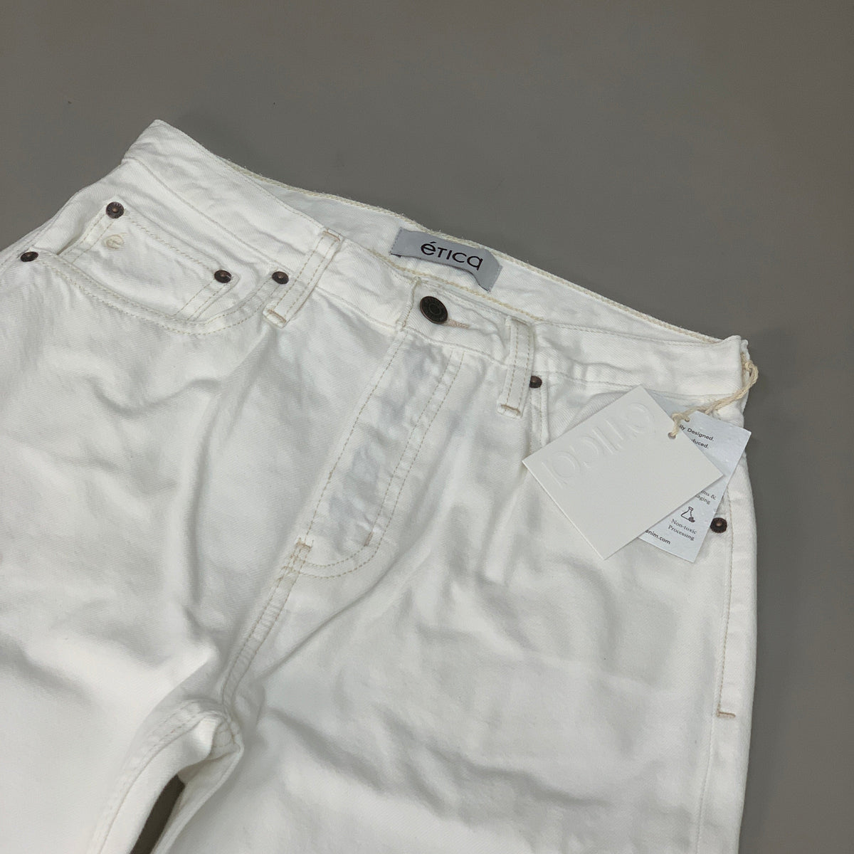ETICA Tyler High Waist Straight Leg Ankle jeans Vintage White Size 26 EW180114A