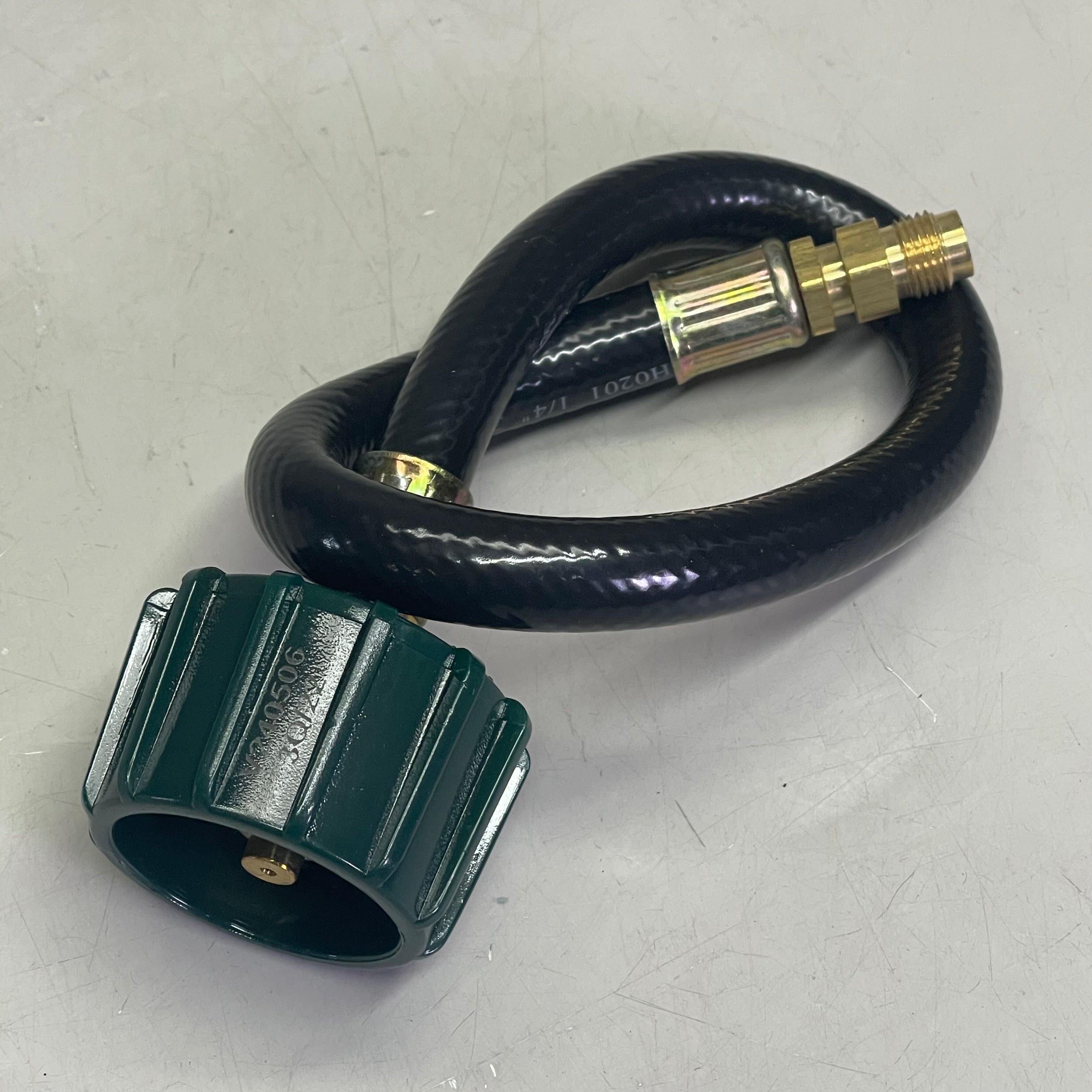 FLAME KING (2 PACK) Van/Trailer Propane Tank Pigtail 15" Black w/ Green E15INPT