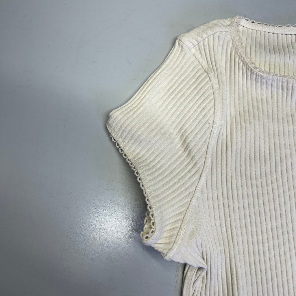 FREE PEOPLE Ribbed Cap Sleeve Most Wanted Cardi Women's Sz L Ivory 92736032