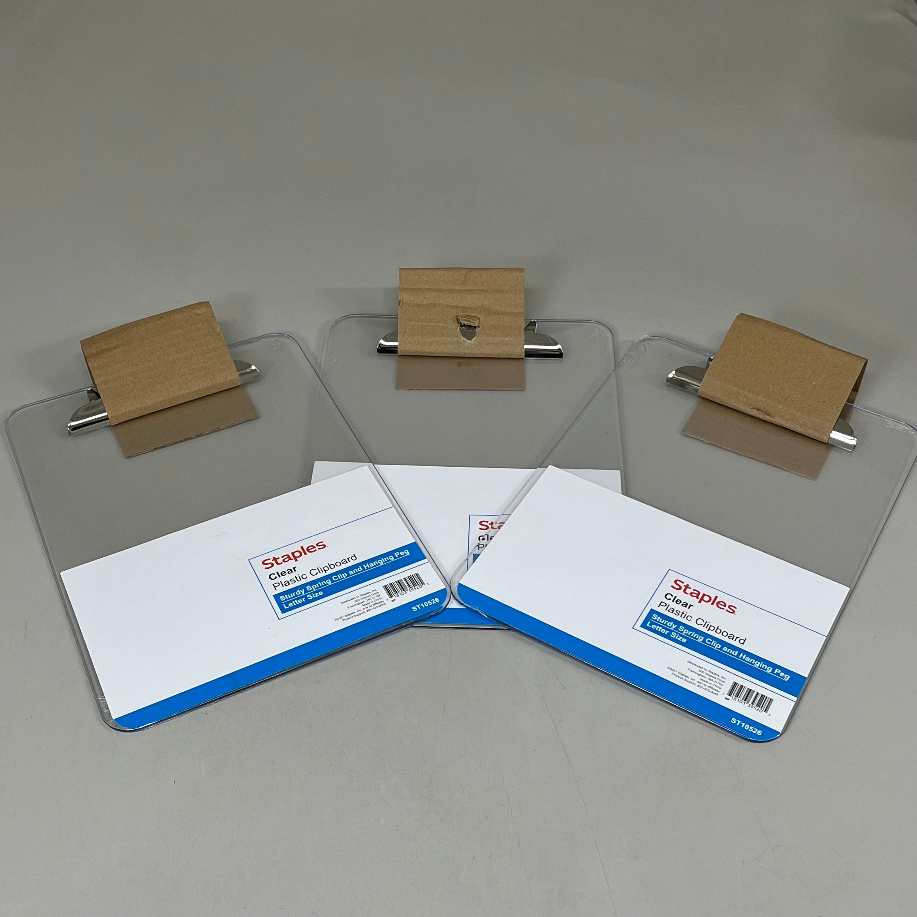 STAPLES (3 PACK) Plastic Clipboard Letter Size Spring Clip  Letter Size Clear ST10526