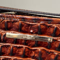 BRAHMIN Melbourne Leather Crocodile Embossed Med Asher Tote Bag (Brown)