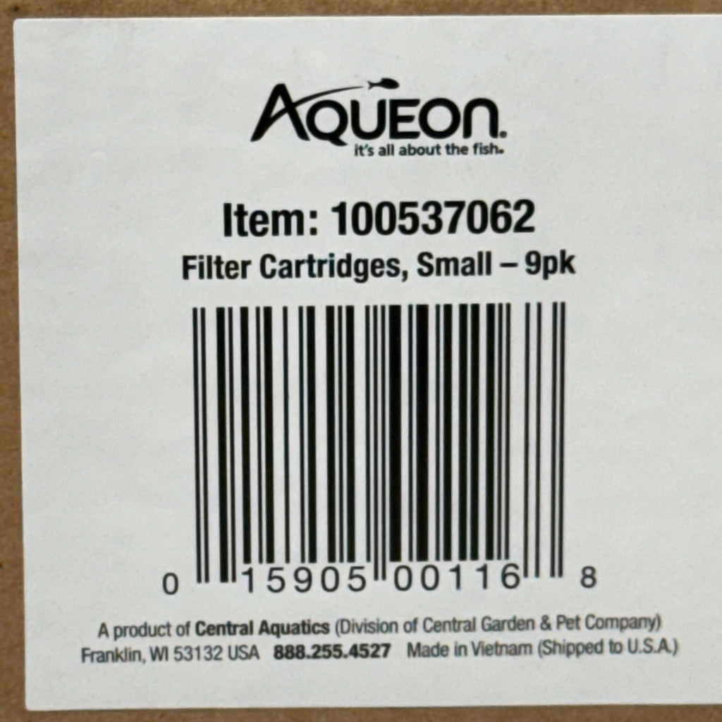 AQUEON (9 PACK) High Quality Carbon Fish Tank Filter Cartridges Small 100537062