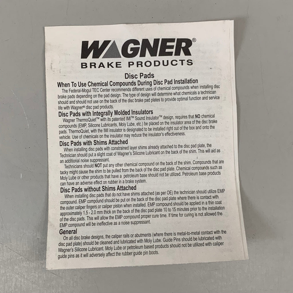 WAGNER ThermoQuiet Front Ceramic Brake Pads For Subaru Models PD721