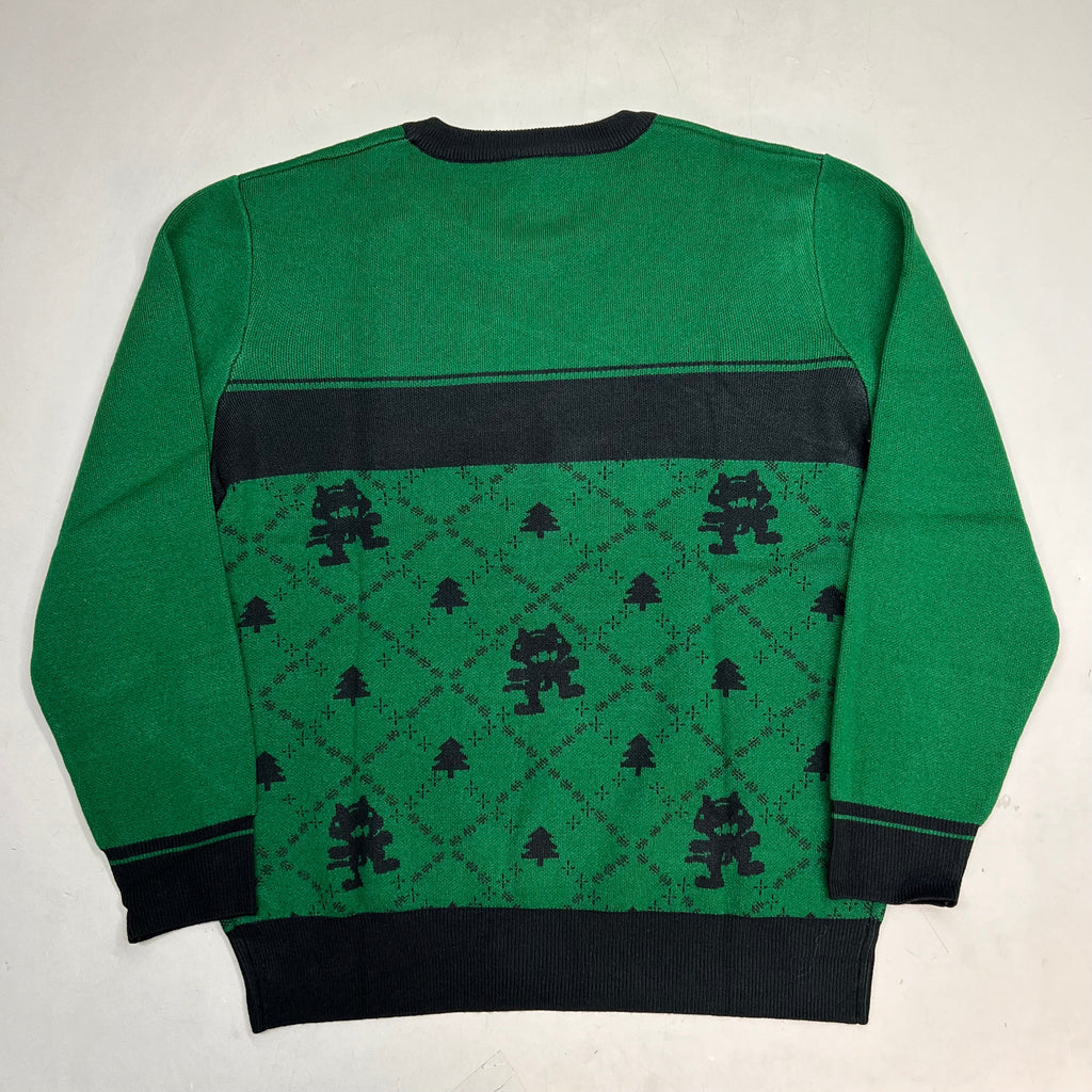 MONSTERCAT Records Soft Holiday Monogram Pullover Sweater Men's Sz L Green