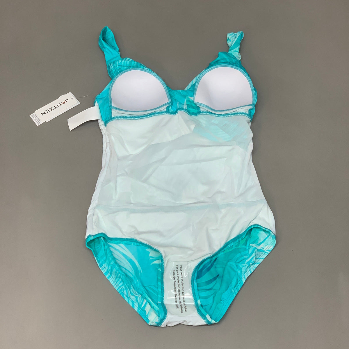 JANTZEN Womens Bathing Suit Patterned One Piece Sz-22W Ideal Teal JZ22706M
