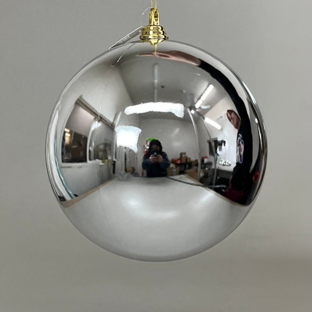 RAZ IMPORTS Plastic Christmas Holiday Ball Ornament 10" Shiny Silver 4214857
