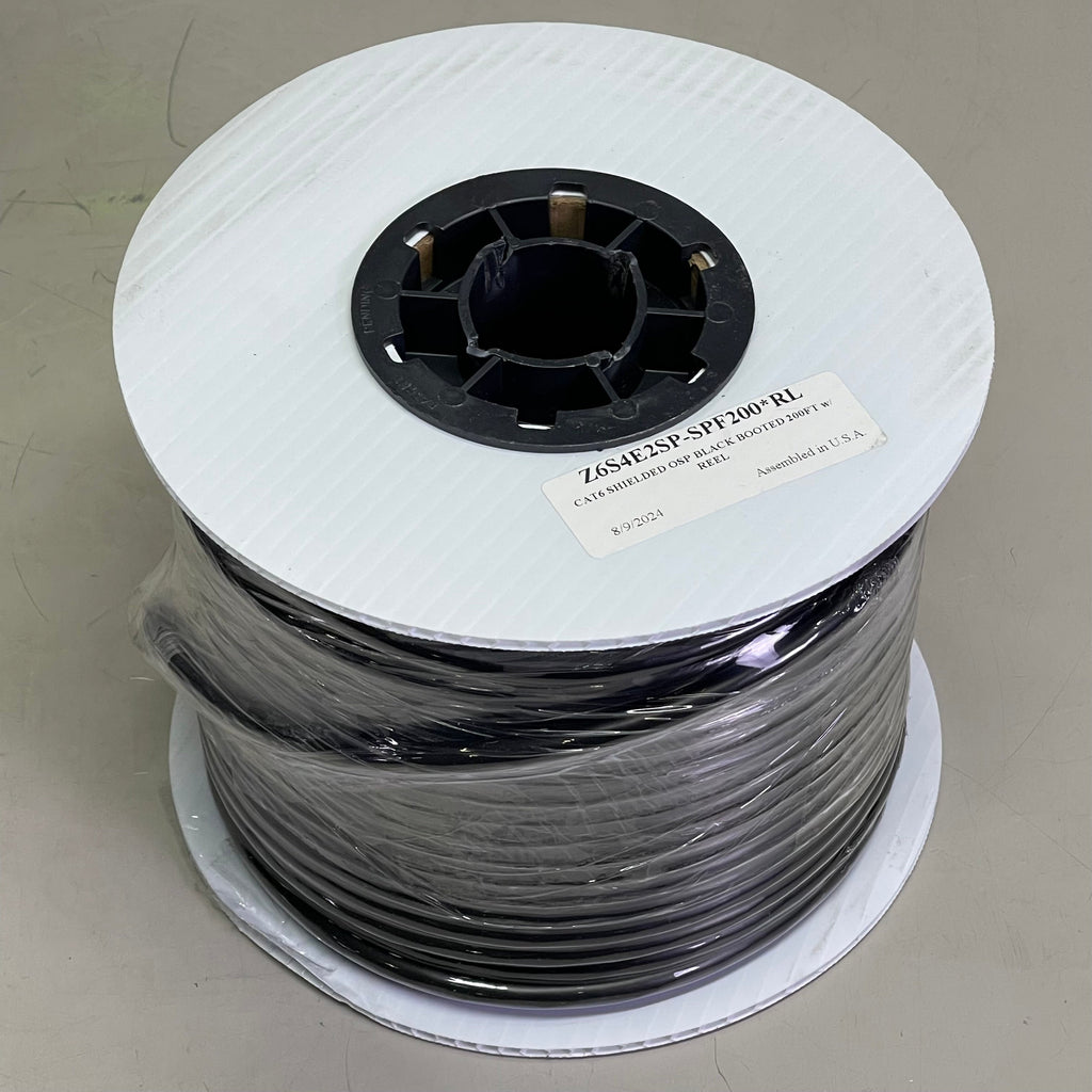 CAT6 Shielded OSP Black Booted Cable 200 ft Z6S4E2SP-SPF200*RL