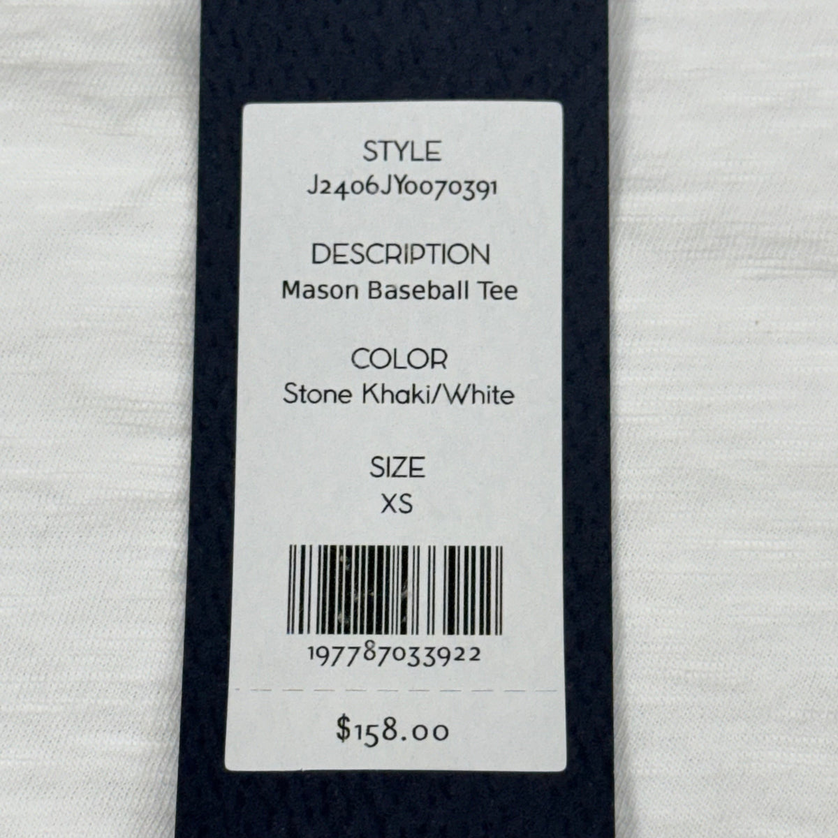 VERONICA BEARD Jeans Women's Mason Baseball Tee Sz-XS Stone Khaki/White