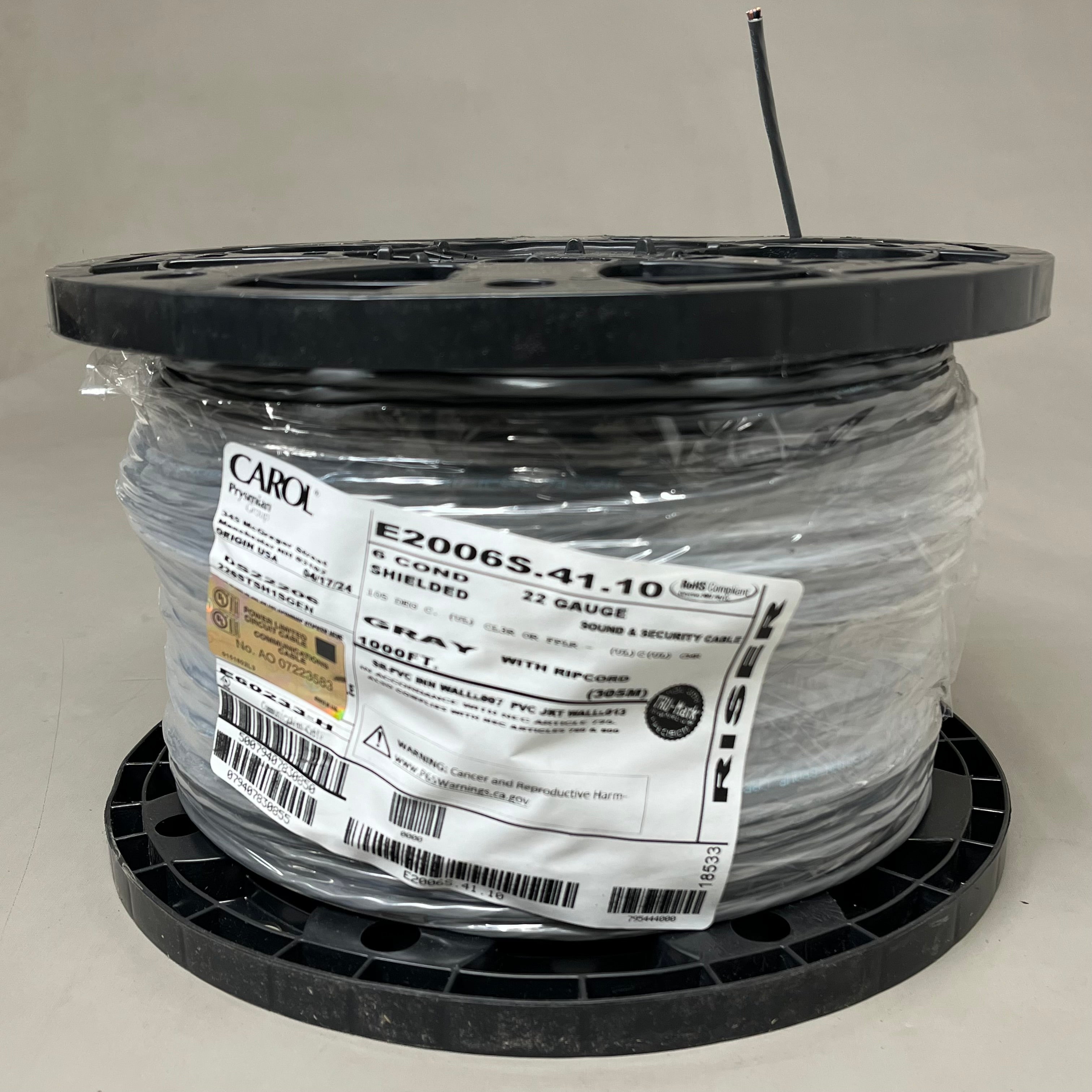 CAROL Prysmian Group 6 Conductor Cable Shielded 305M 22Gauge 1000ft E2006S.41.10