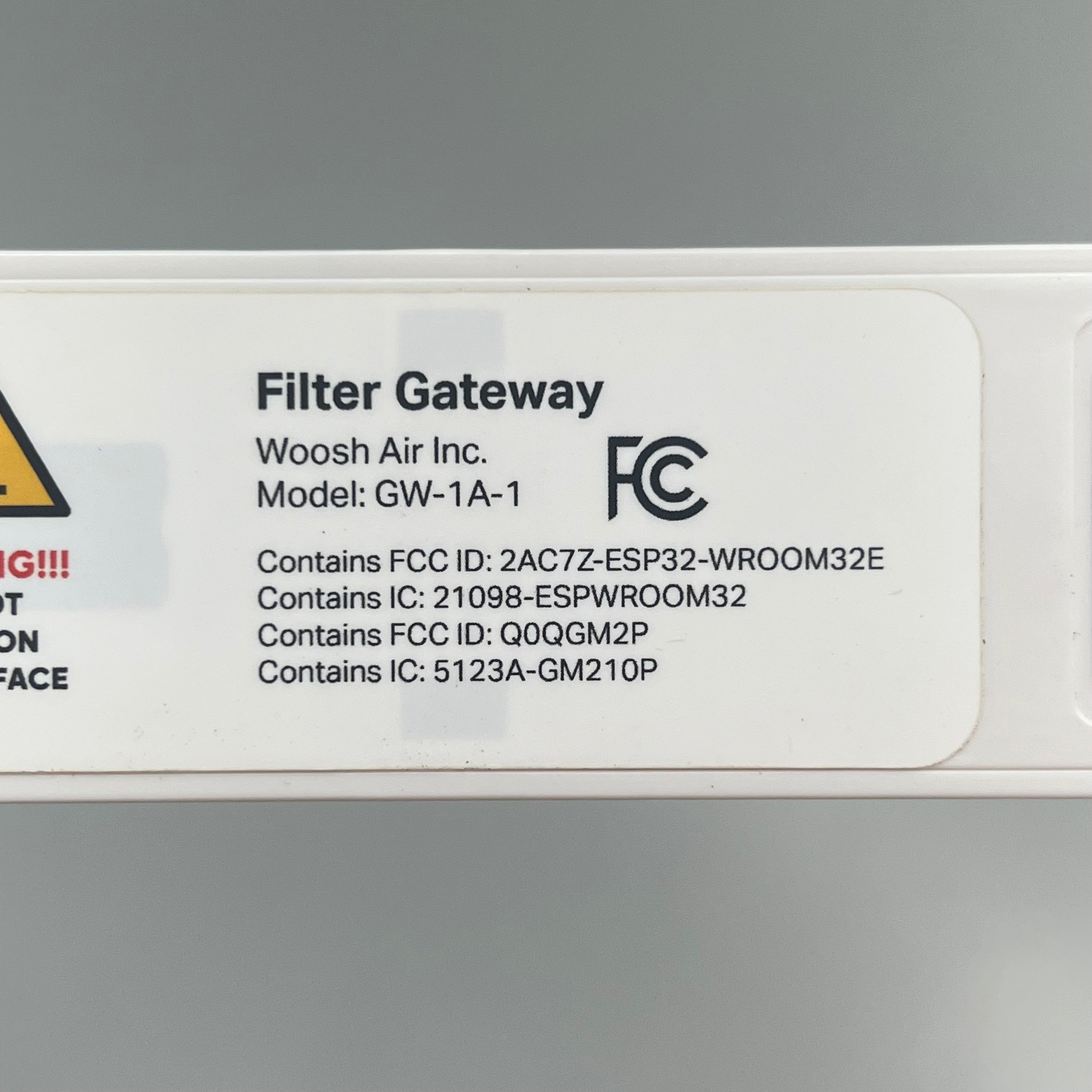 WOOSH AIR INC Filter Gateway Button/Remote White GW-1A-1