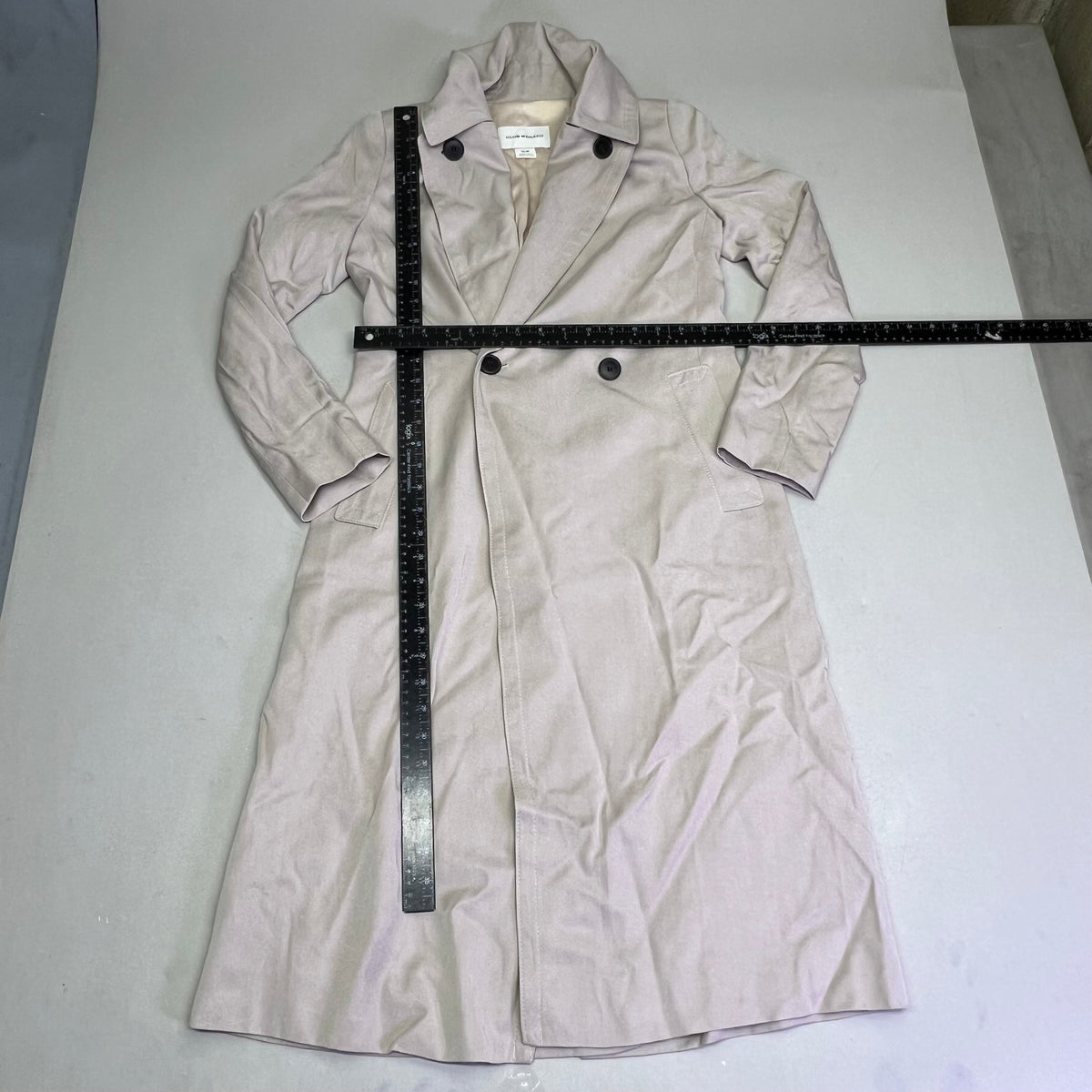 CLUB MONACO Long Trench Coat 100% Lyocell Shell Women's Sz ZS Light Khaki