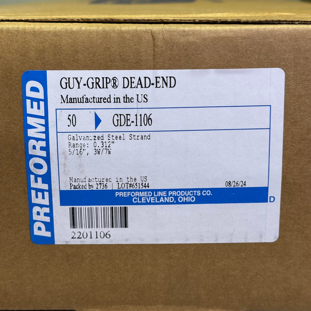 PREFORMED Guy-Grip Dead End B-Coat BOX OF 50 Galvanized Steel GDE-1106