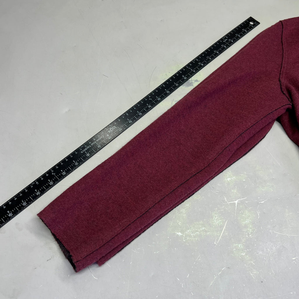 EILEEN FISHER Long Scoop Cut Bottom Cardigan 96% Merino Wool Women's Sz M Wine