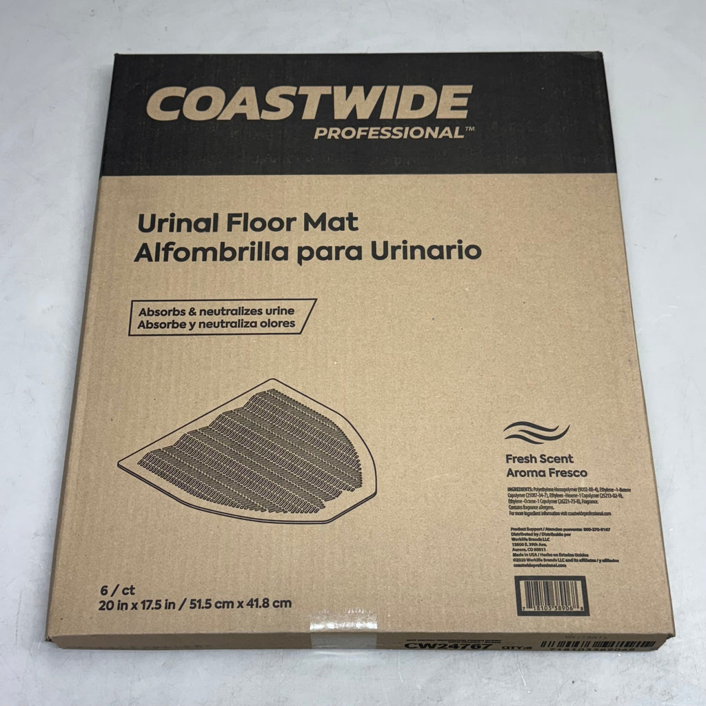 COASTWIDE PROFESSIONAL (6 Pcs) Urinal Floor Mat 20" x 17.5" Black