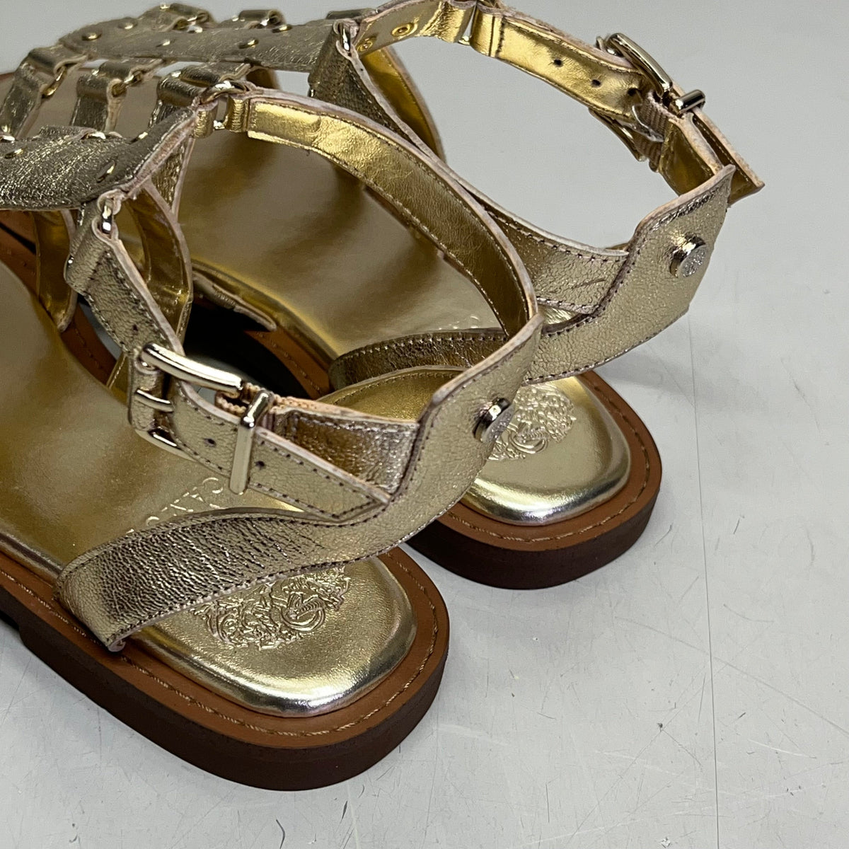 VINCE CAMUTO Leather Studded Gladiator Sandals Women's Sz 10M Egyptian Gold
