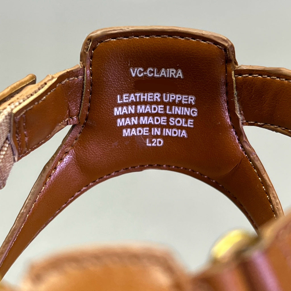 VINCE CAMUTO Leather Studded Gladiator Sandals Women's Sz 8.5M Caramelo VC-Claira