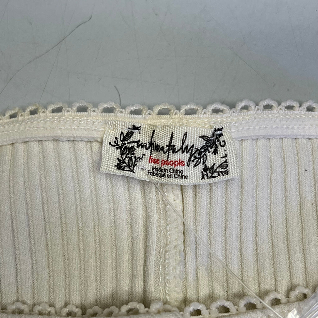 FREE PEOPLE Ribbed Cap Sleeve Most Wanted Cardi Women's Sz L Ivory 92736032