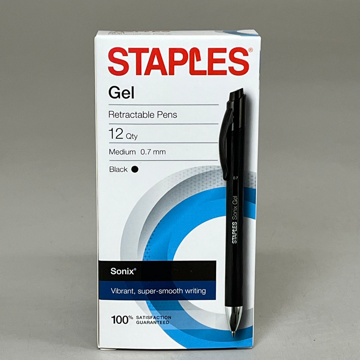 STAPLES (2 PACK, 12 EACH) Sonix Retractable Gel Pens Medium Point 0.7mm Black