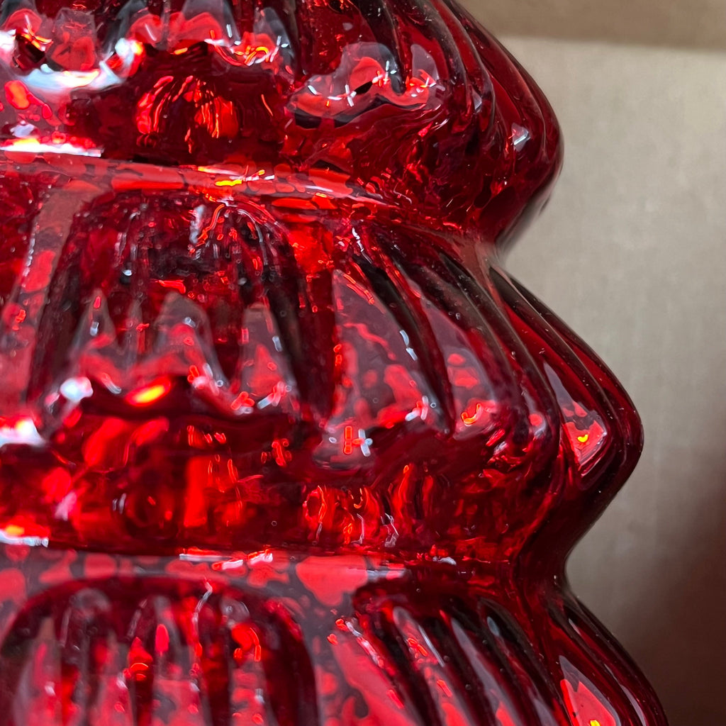 (Set of 3) Box Of Red Mercury Glass Lighted Christmas Trees