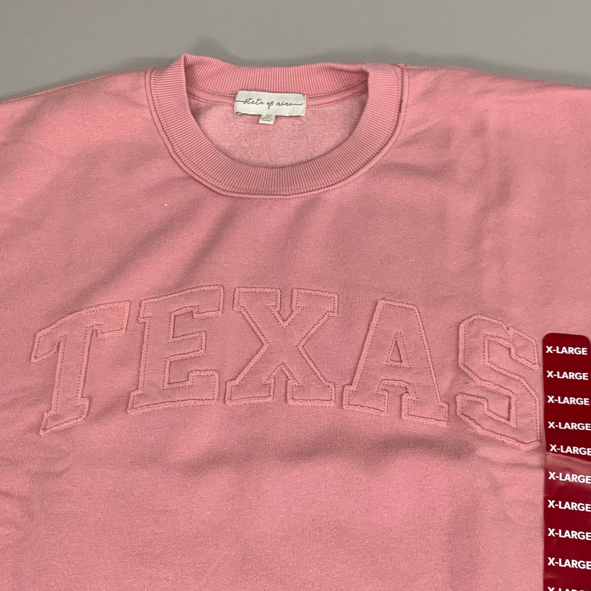 STATE OF MINE Women's Texas Print Sweatshirt Sz-XLarge Blush 15711