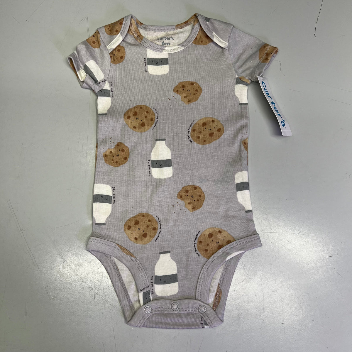 CARTERS (5 PIECE SET) Milk & Cookie - Animal Bodysuit Baby Boys Sz 3M Blue/White