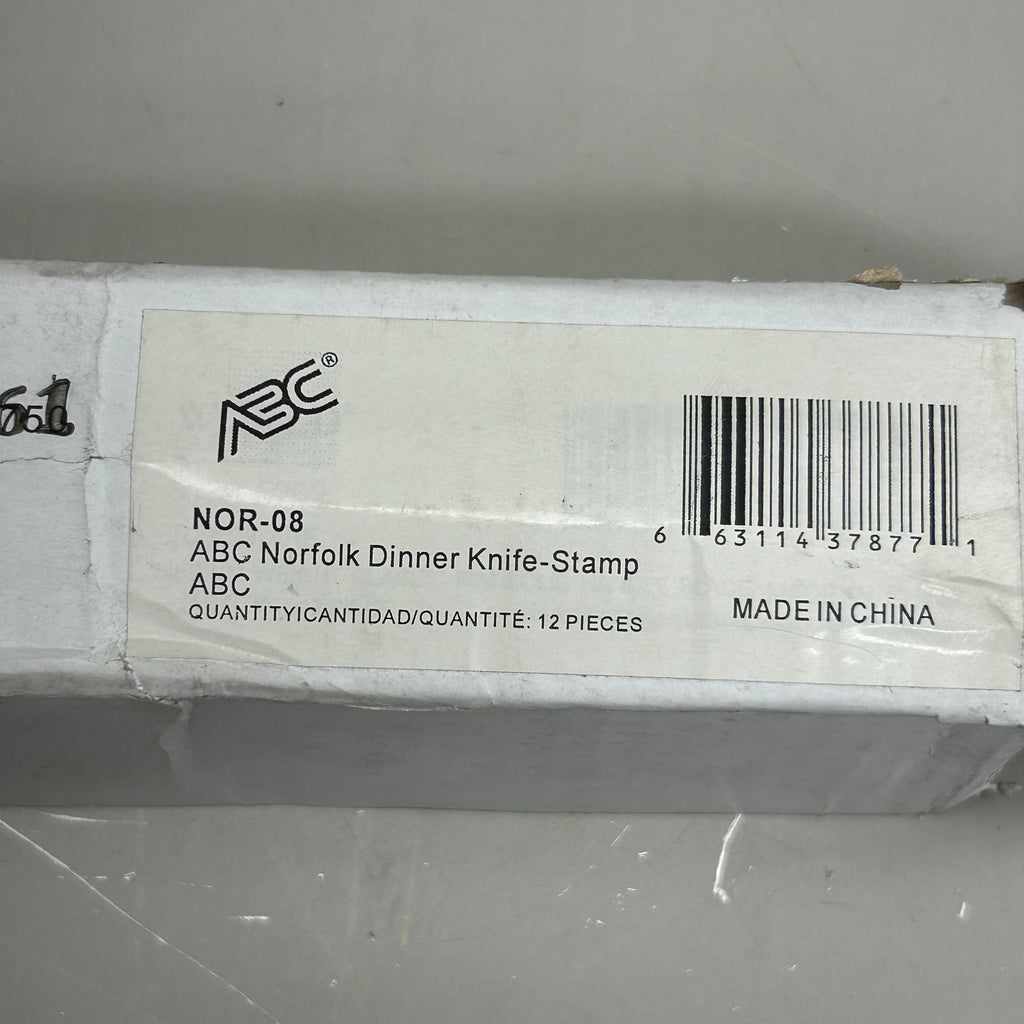 ABC (12 Pack) Stainless Steel Norfolk Stamped Dinner Knife 8.5" NOR-08 (New Other-Distressed Packaging)