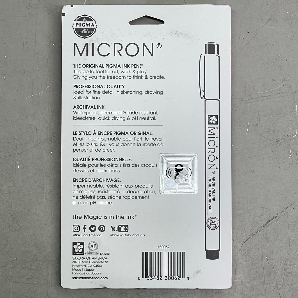 SAKURA (2-PACK) Pigma Micron Pens .2, .25, .3, .35, .45, & .5 mm Black 30062