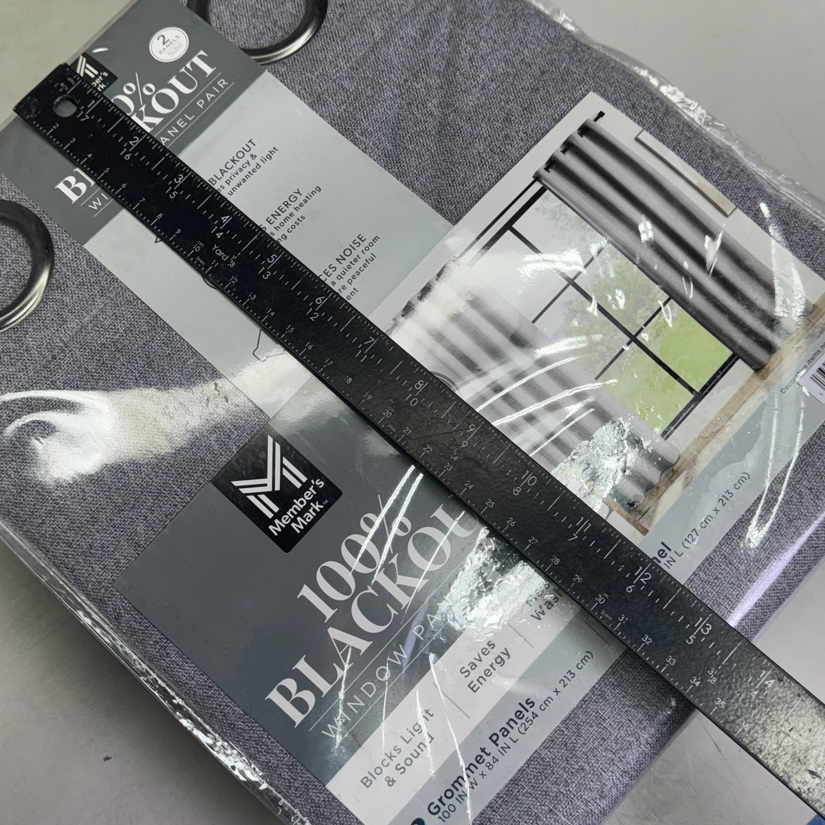 MEMBER'S MARK Window Panel Pair 100" W x 84" L, Dark Grey