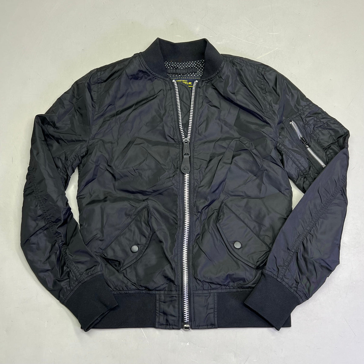 ALPHA INDUSTRIES  Bomber Jacket Orange Lined Unisex Sz XS Black (Pre-Owned)