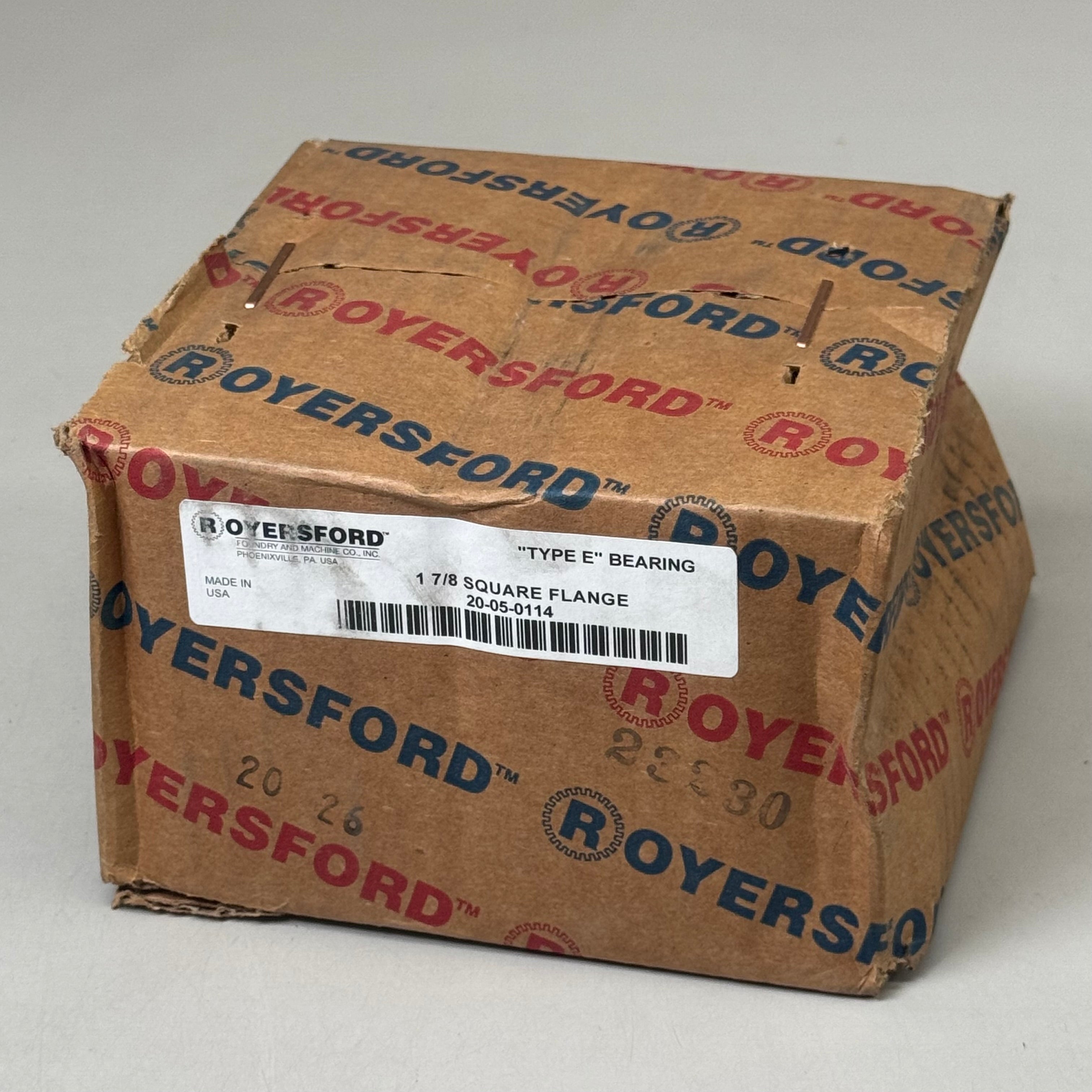 ROYERSFORD Type E 4-Bolt Square Flange Bearing 1-7/8" Tapered Roller 20-05-0114