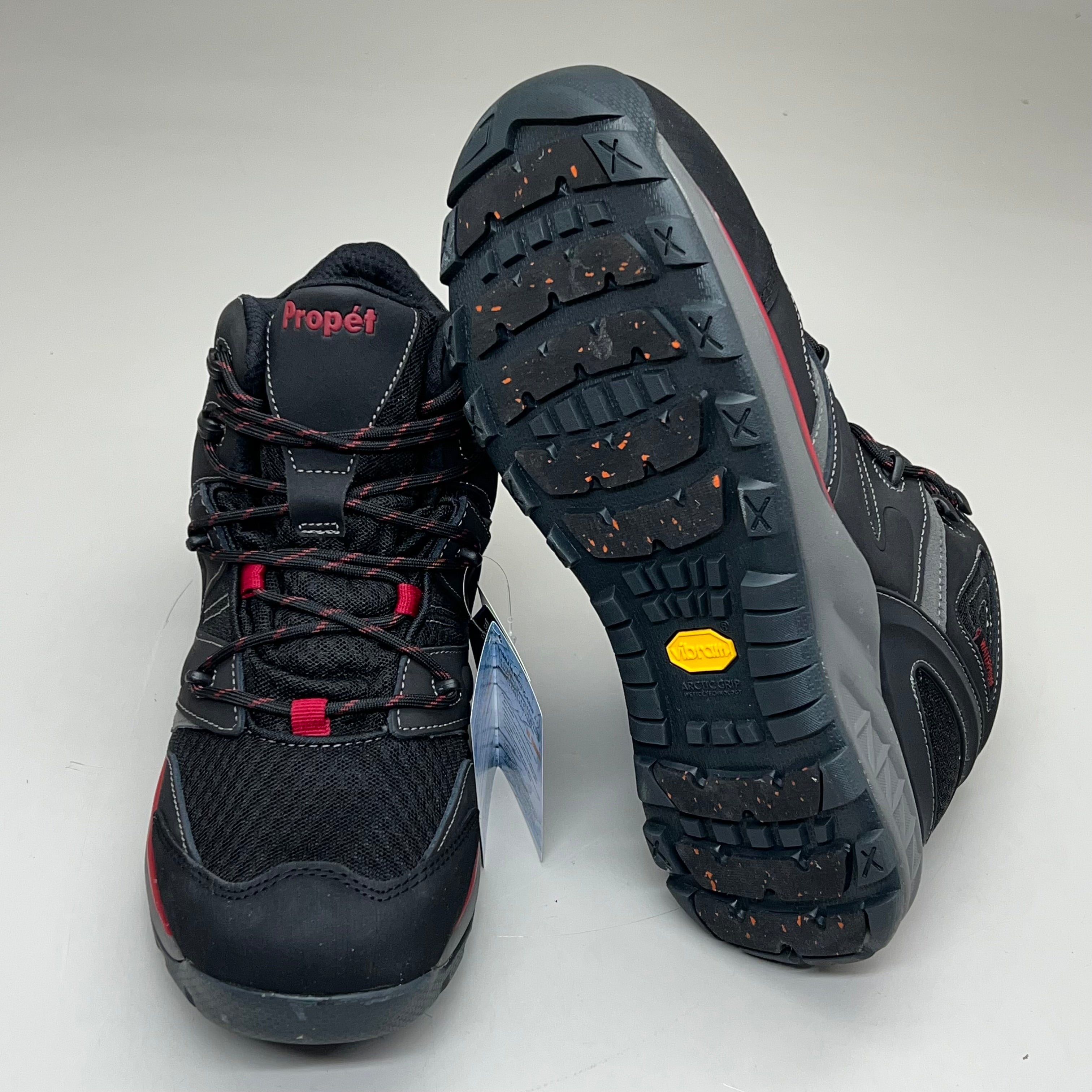 PROPET Veymont Grip Hiking Boot Waterproof Men's Sz 10 X(3E) Black/Red MOA022S
