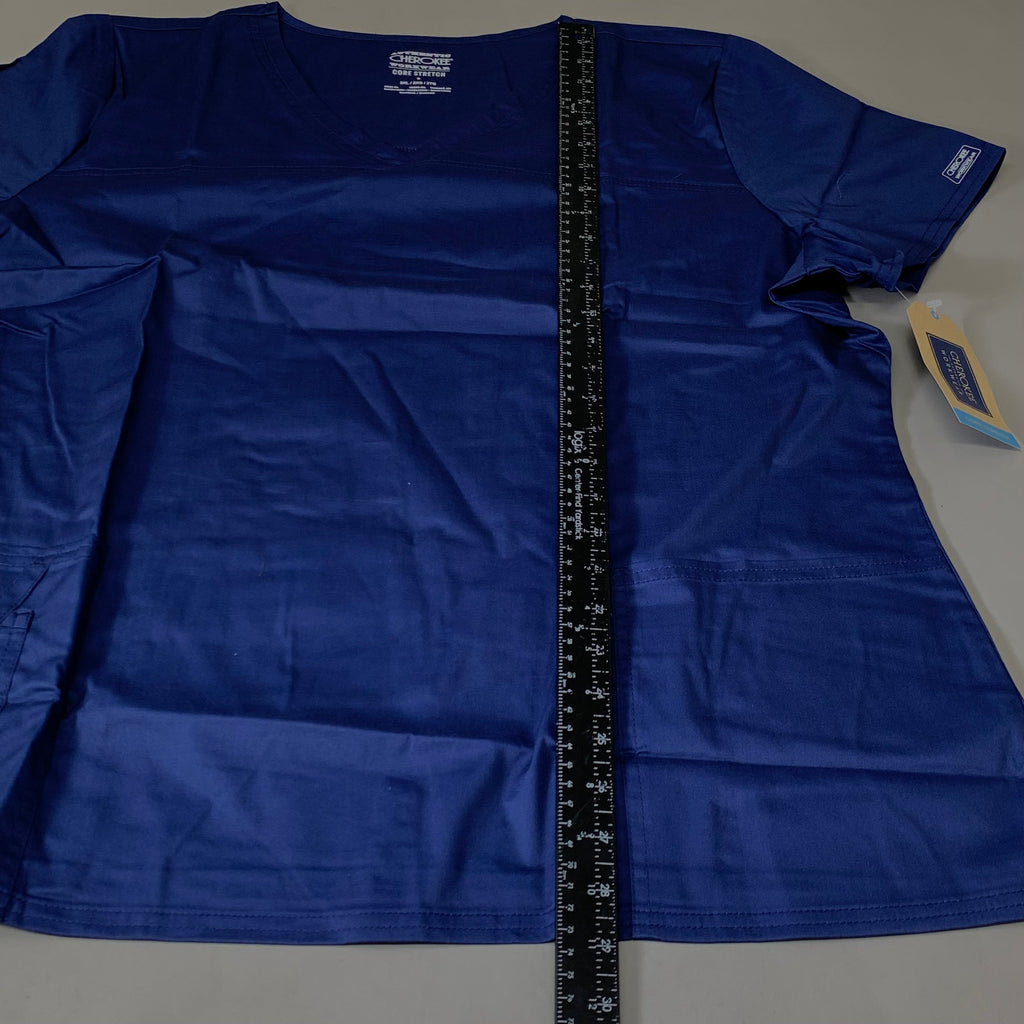 CHEROKEE Modern Classic Scrubs Top Core Stretch Women's SZ 2 XL Navy 4727