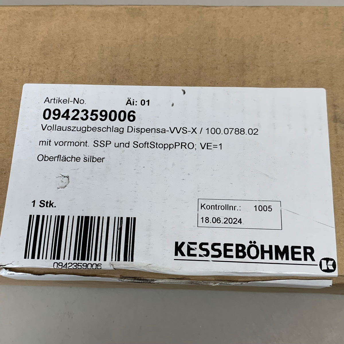 KESSEBOHMER  Door Guides For Extension 90 Degree Titanium Soft Stop 0942359006