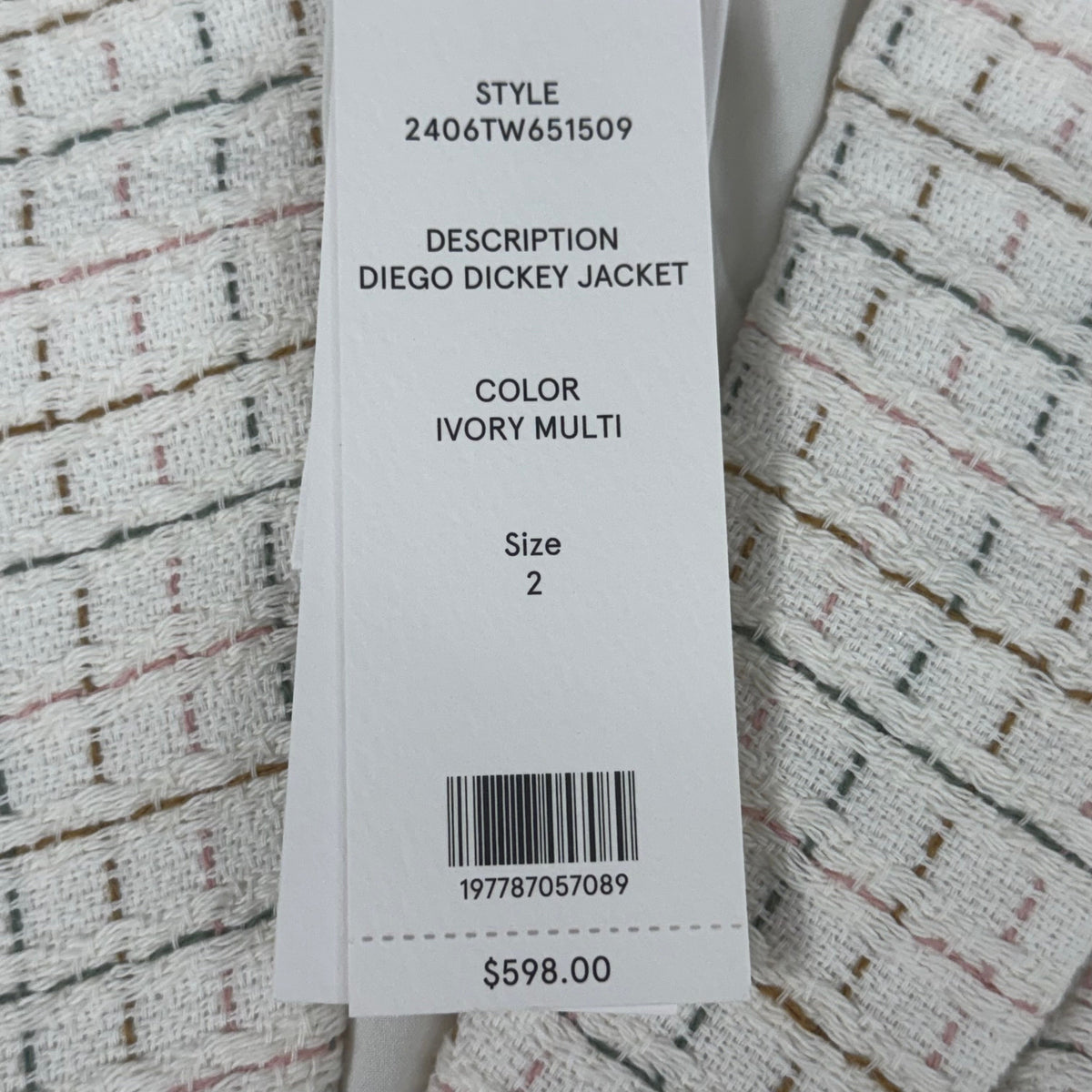 VERONICA BEARD Women's Diego Dickey Jacket Sz-2 Ivory/Multi 2406TW651509