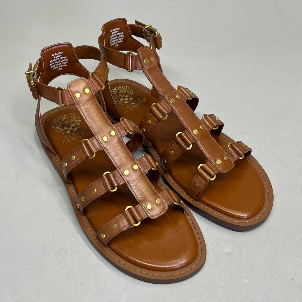 VINCE CAMUTO Leather Studded Gladiator Sandals Women's Sz 8.5M Caramelo VC-Claira