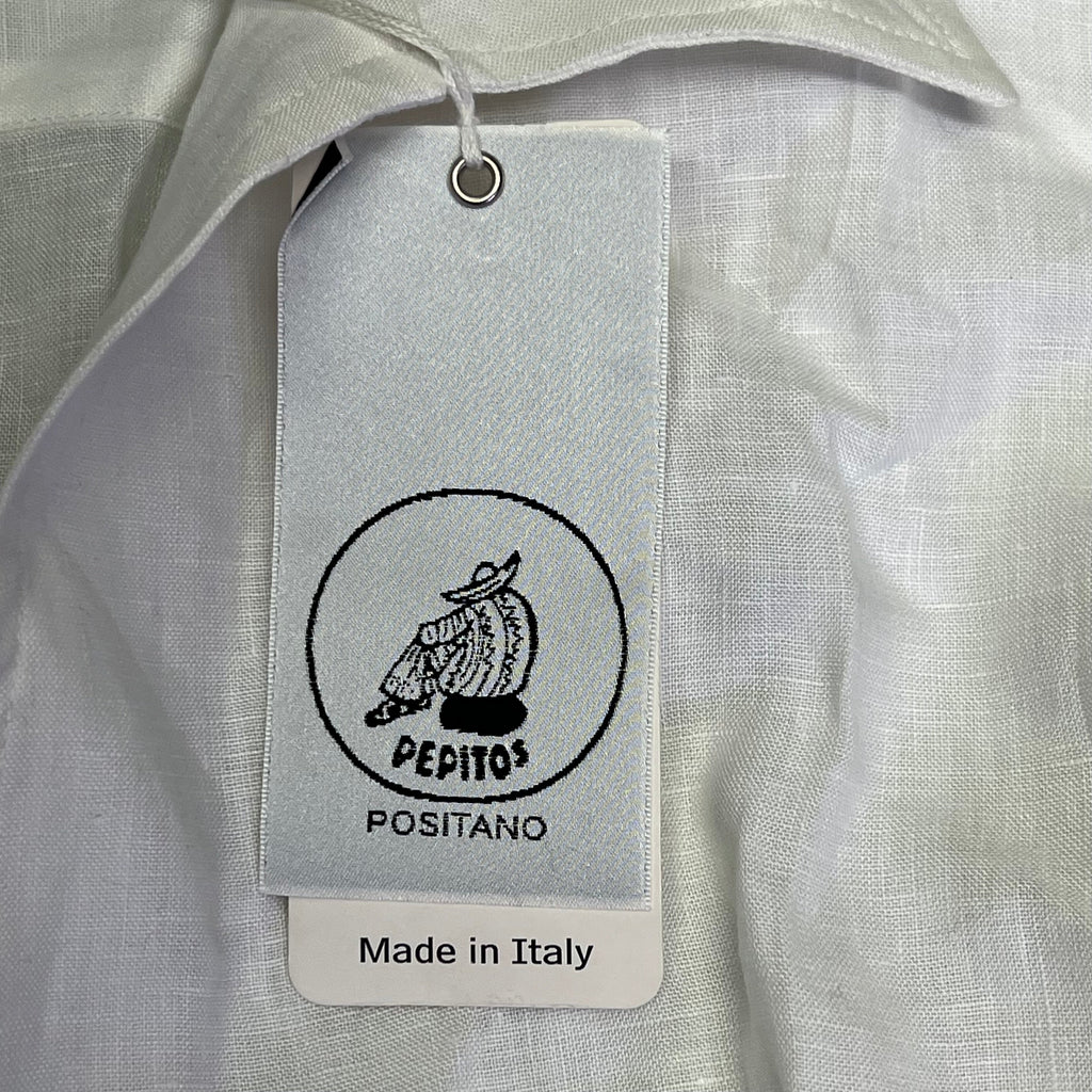 PEITO'S 100% Linen Cropped Long Sleeve Collared Shirt Women's Sz S Solid White