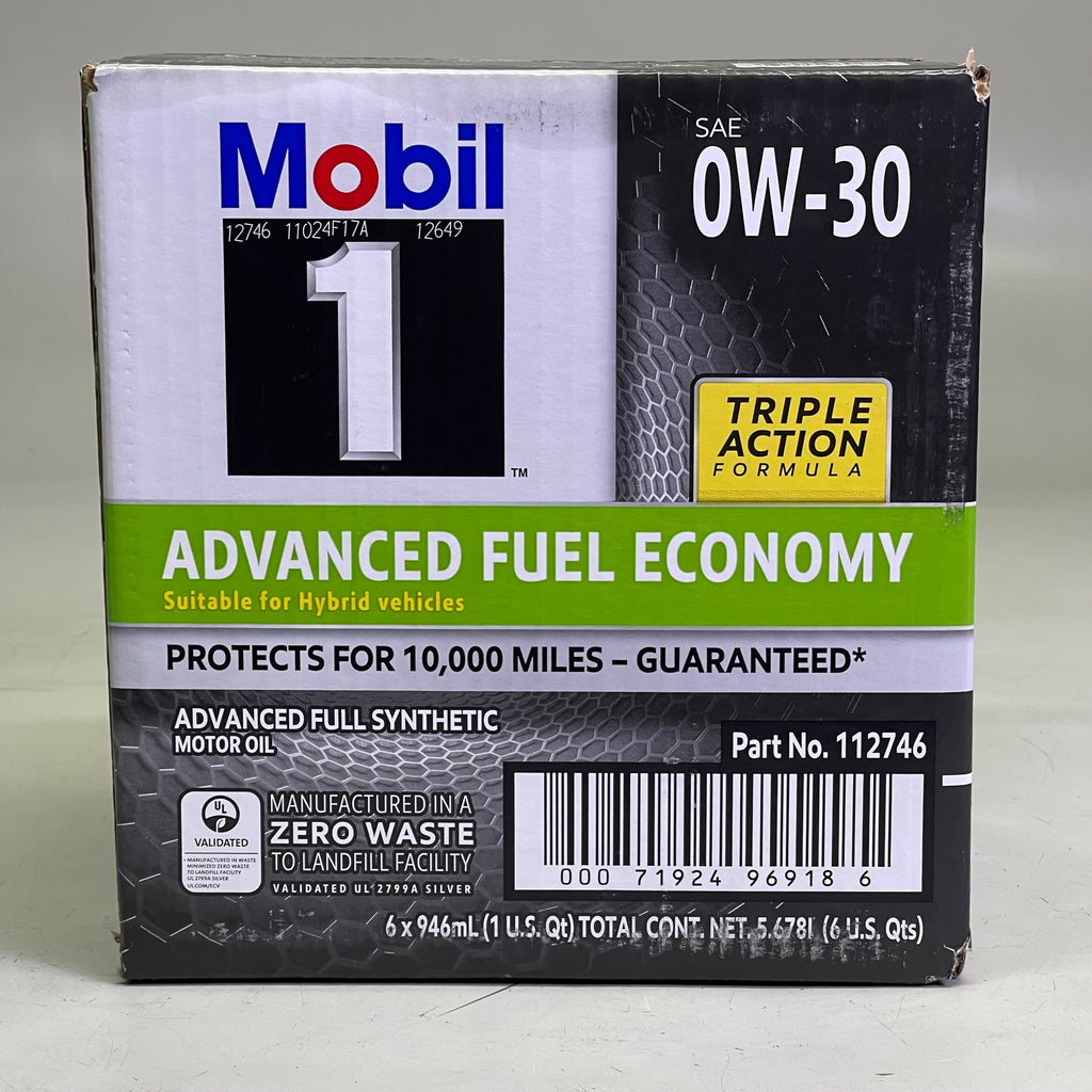 Z@ MOBIL 1 (6 PACK) Advanced Fuel Economy Full Synthetic Motor Oil 946 mL 0W-30 New, Box Condition Varies