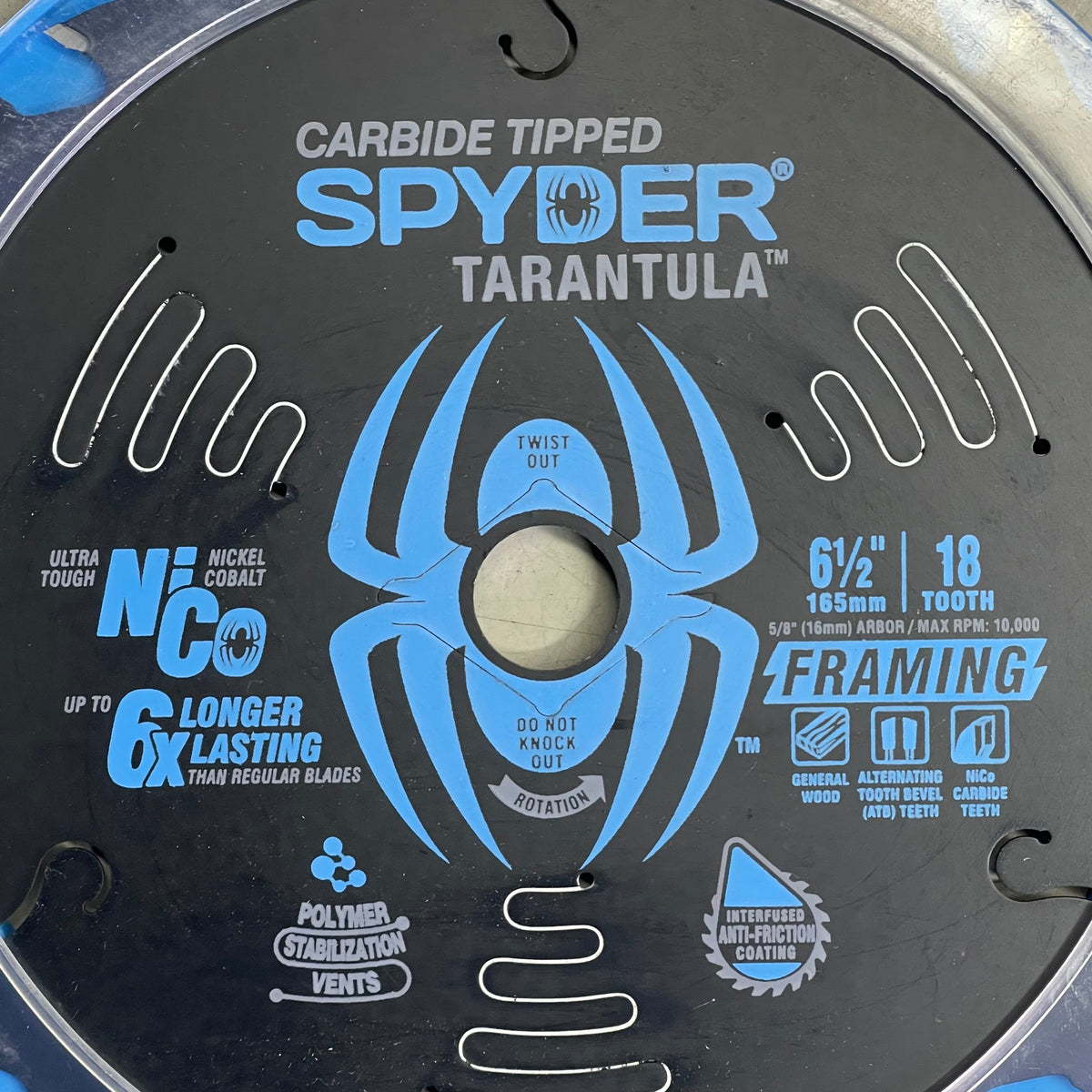 SPYDER Tarantula Framing Circular Saw Blade 18-Tooth, 6-1/2" Black 13030