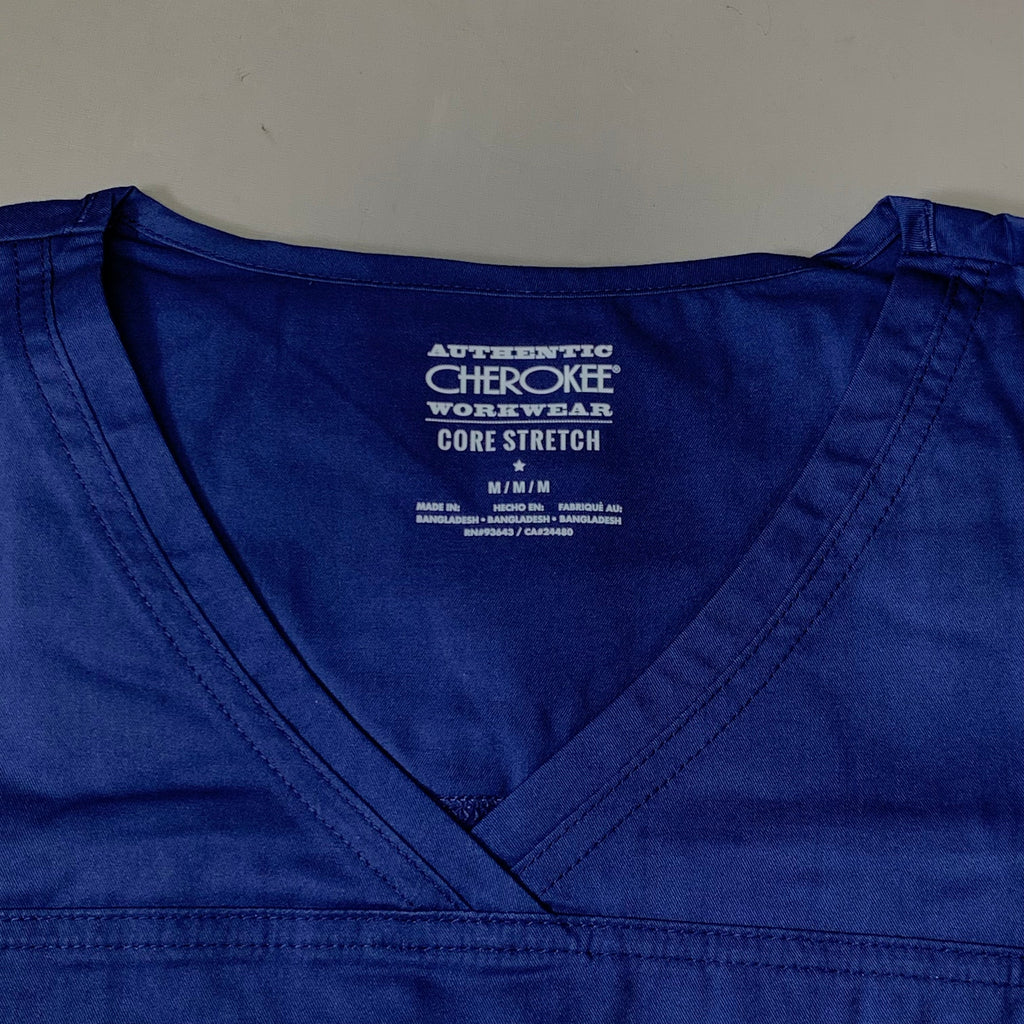 CHEROKEE Modern Classic Scrubs Top Core Stretch Women's SZ M Navy 4727