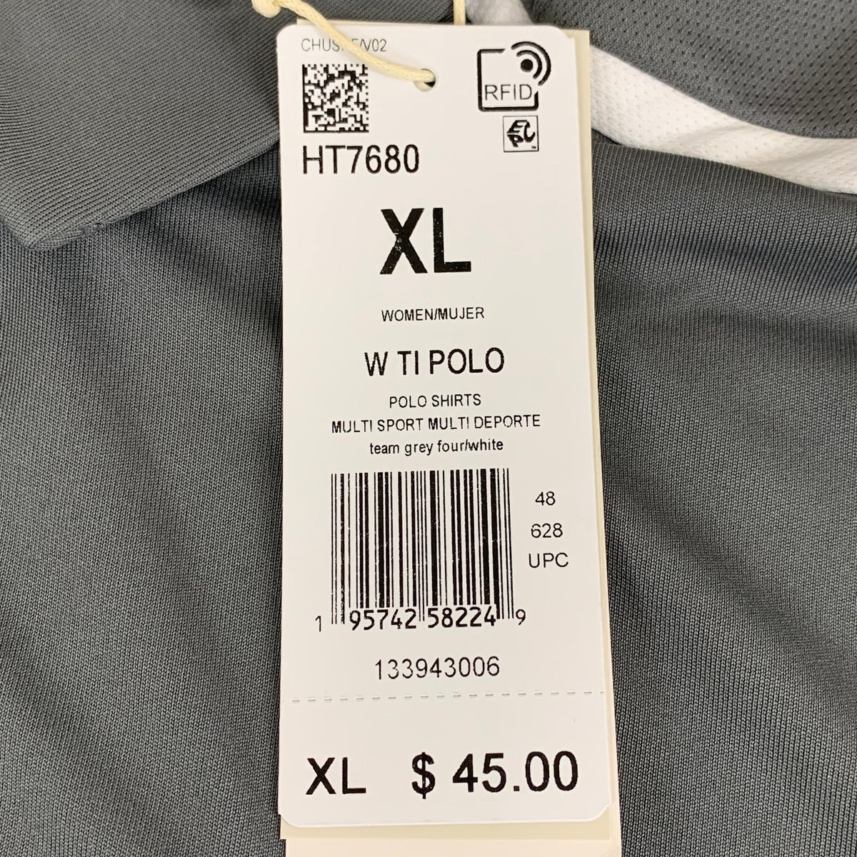 ADIDAS Aeroready Polo Shirt Women's XL Grey HT7680