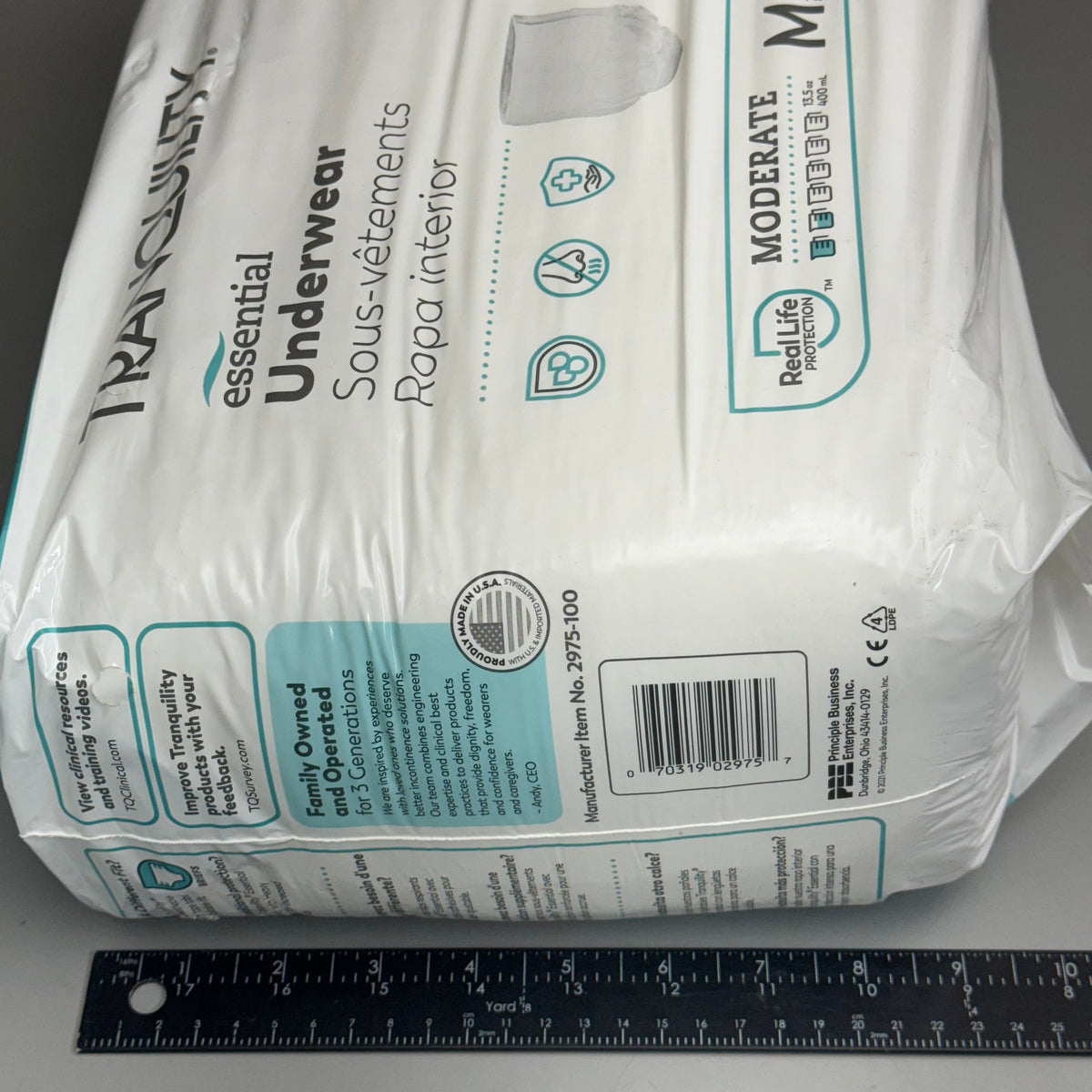 TRANQUILITY 2PK of 25 Essential Underwear - Heavy Medium (34-48in) White