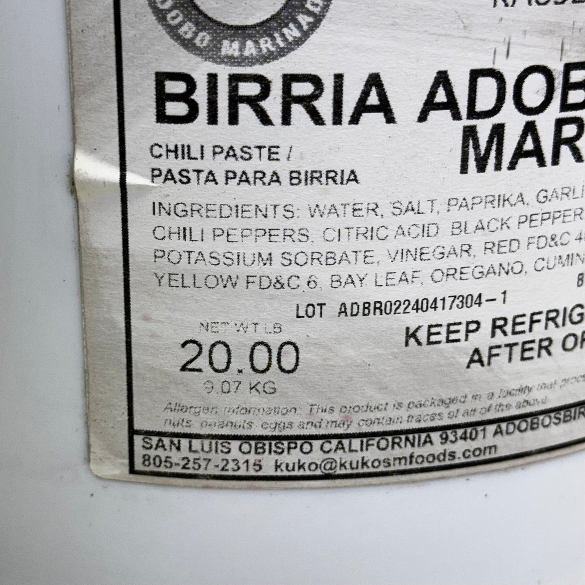 KUKO'S Birria Adobo Marinade 20 LBS Red KA852002 (New Other, Distressed Container) BB 10/26