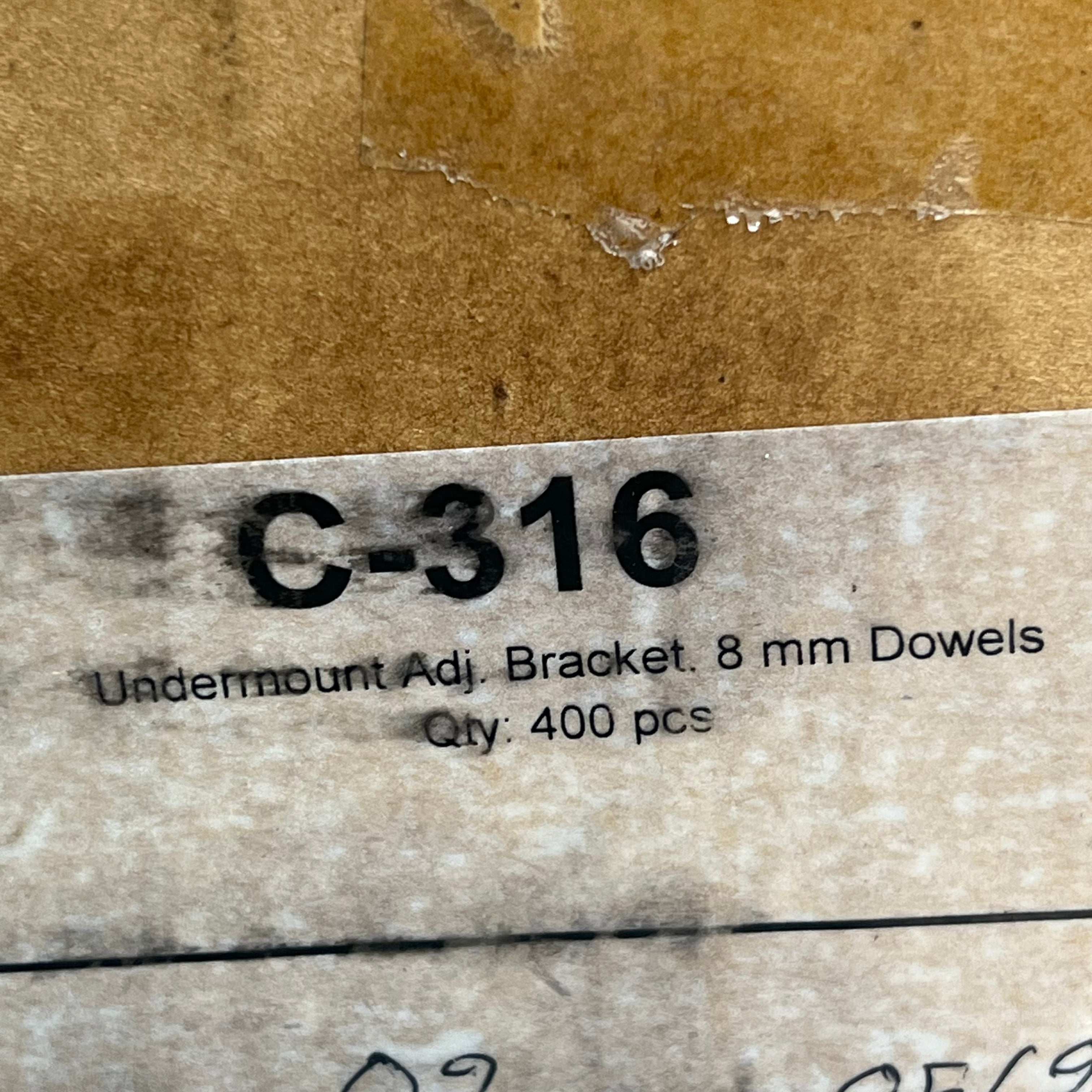 TENN-TEX PLASTICS  (400 CASE) Undermount Dowelled Brackets 47mm-51mm White C-316