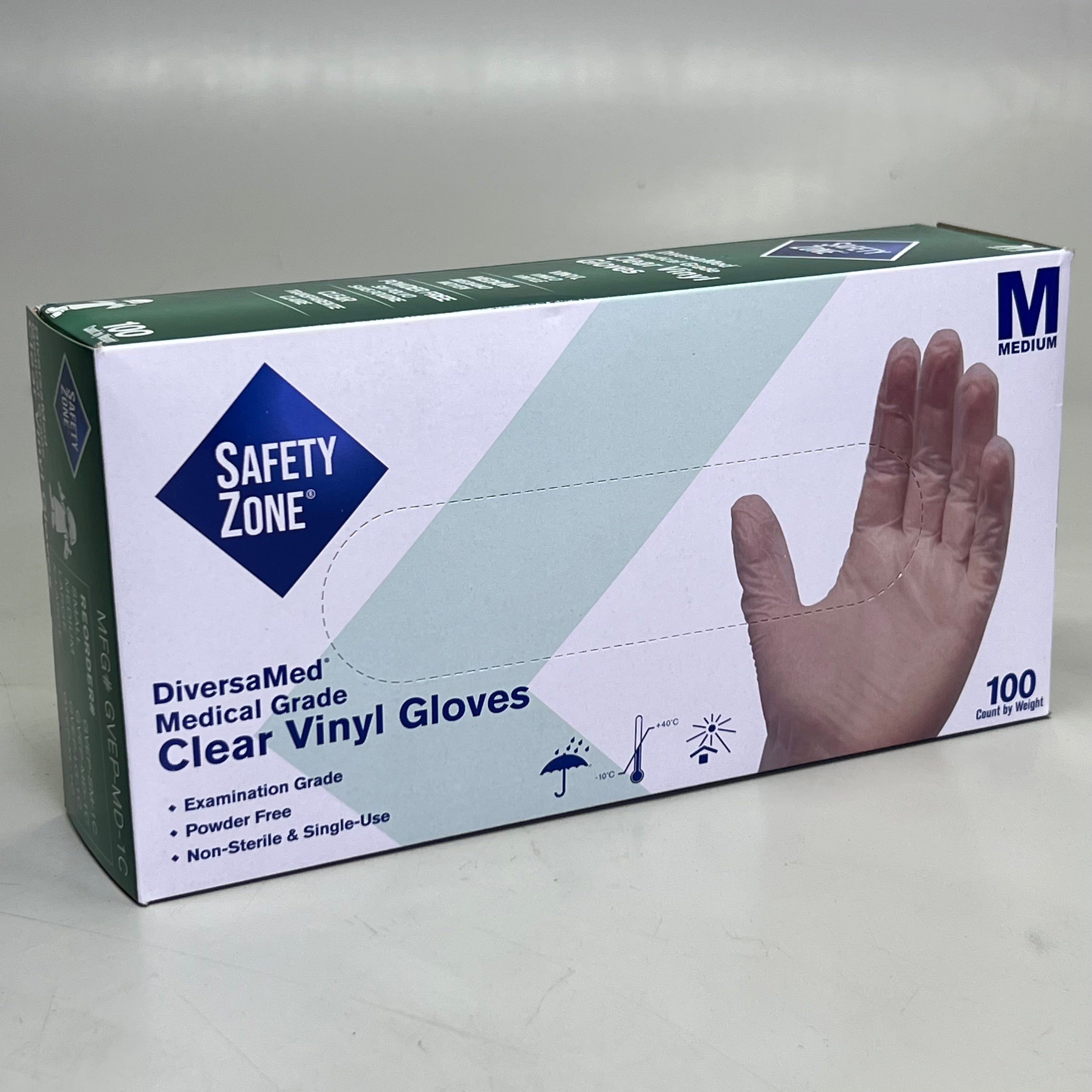 SAFETY ZONE (2 PACK of 100 Gloves) Clear Vinyl Gloves Sz M, GVEP-MD-1C