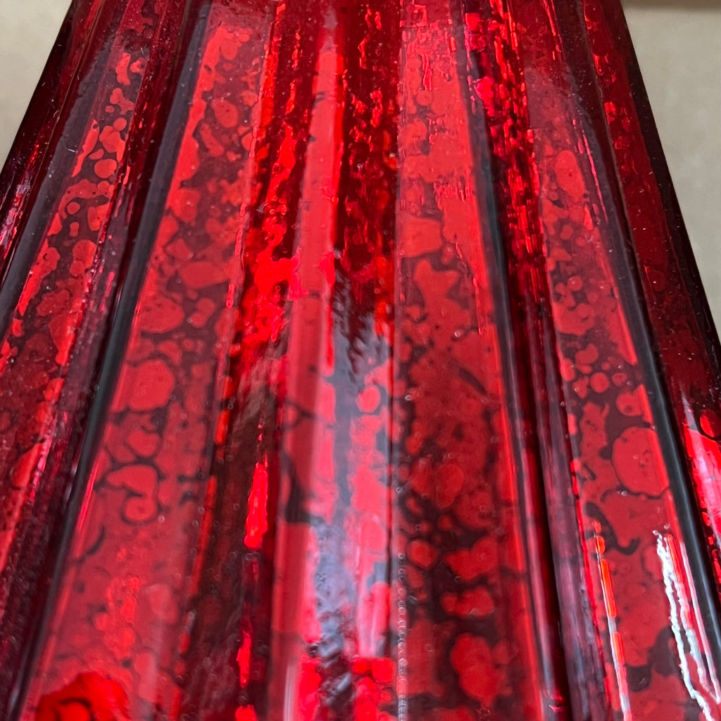 (Set of 3) Box Of Red Mercury Glass Lighted Christmas Trees