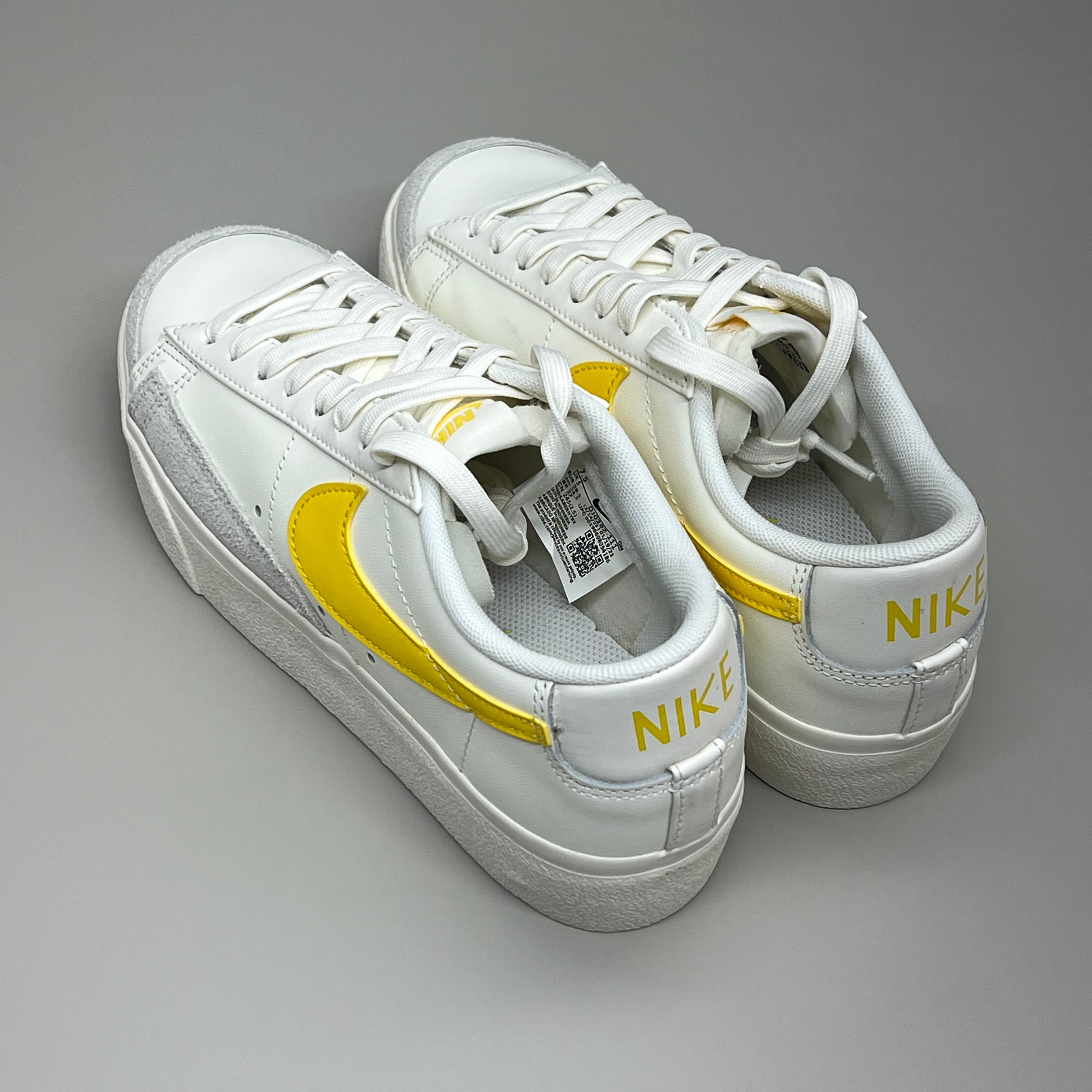 NIKE Shoes Blazer Low Cut Platform Sneaker Sz Women's 10.5 Men's 9 Yellow/Grey/White