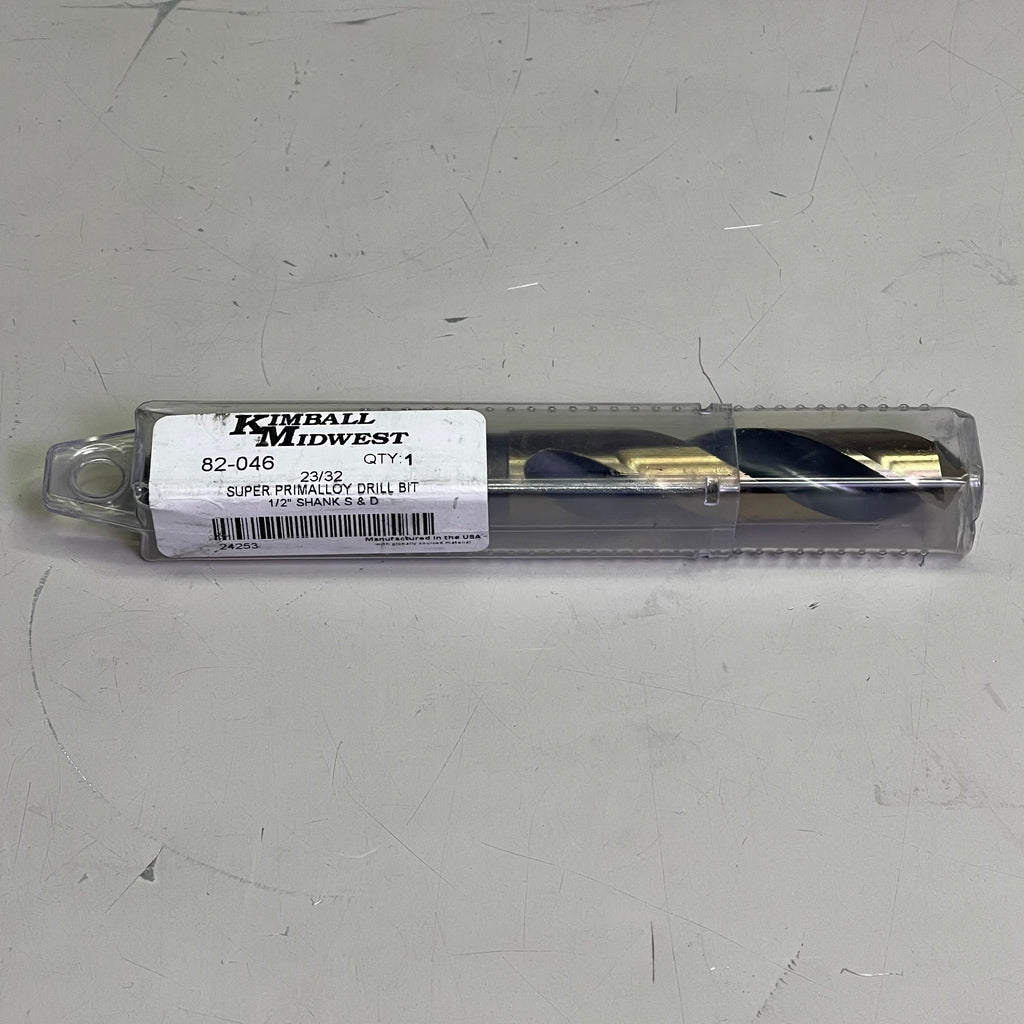 KIMBALL MIDWEST Super Primalloy Reduced Shank S&D Drill Bit 23/32"Dia x 6"L 82046