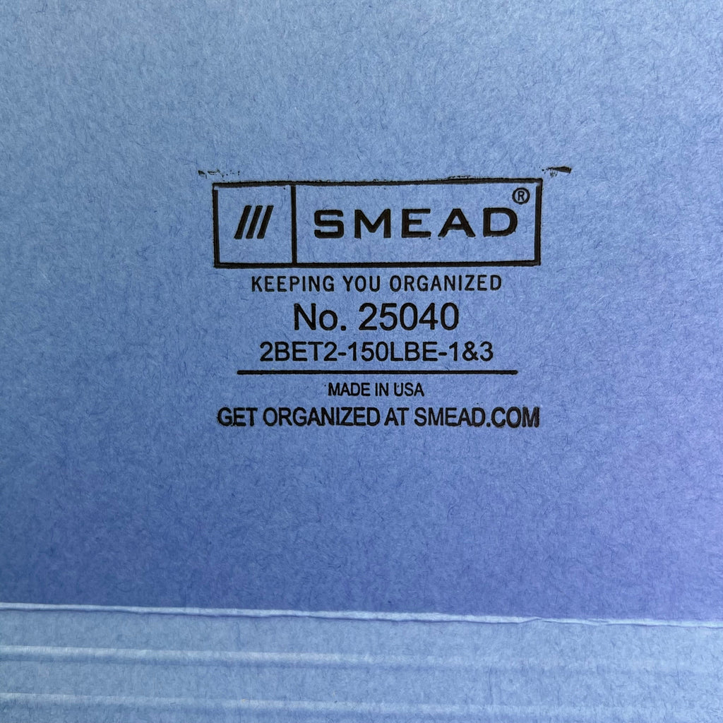 SMEAD (50 PACK) End-Tab Folders W/ Fasteners Straight Cut 2-Ply Blue 25040
